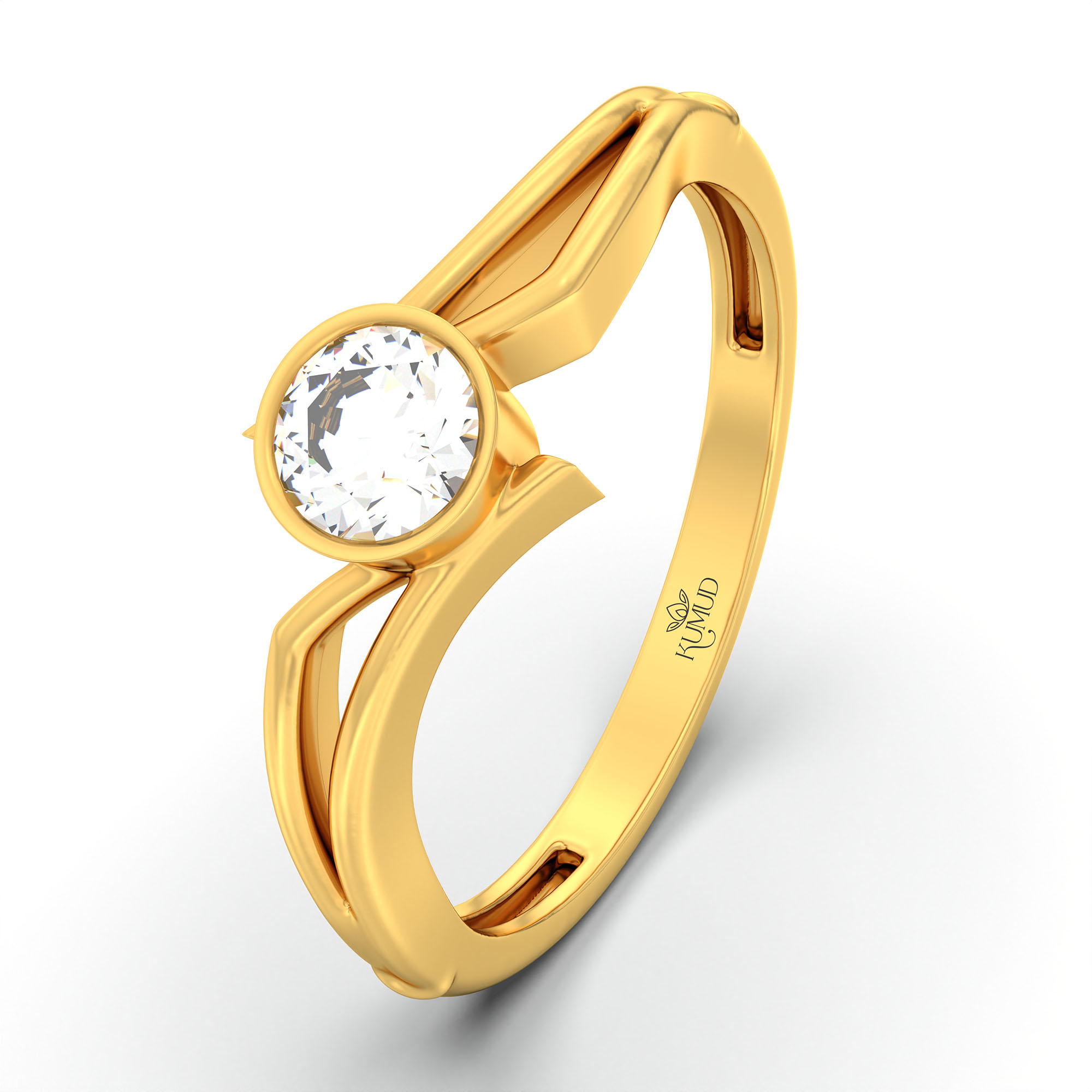 Lab-Grown Diamond Solitaire Ring for Women in 22K Yellow Gold – 0.25 Ct Round, 3 g (Design K10-53-BBZAA) thumbnail