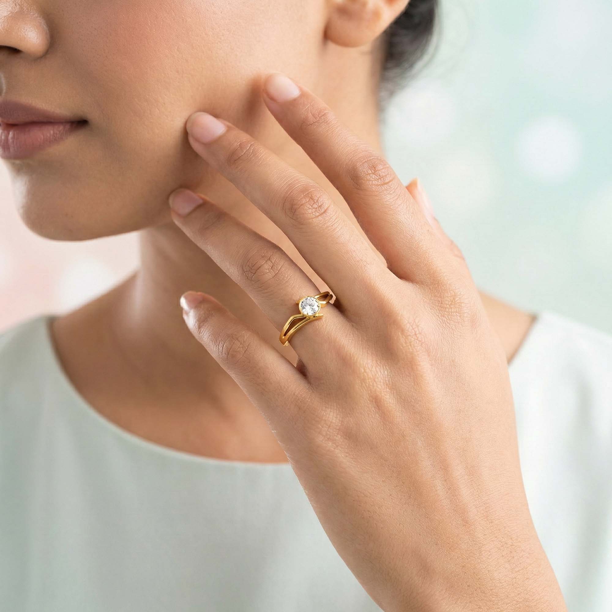Lab-Grown Diamond Solitaire Ring for Women in 22K Yellow Gold – 0.25 Ct Round, 3 g (Design K10-53-BBZAA) thumbnail