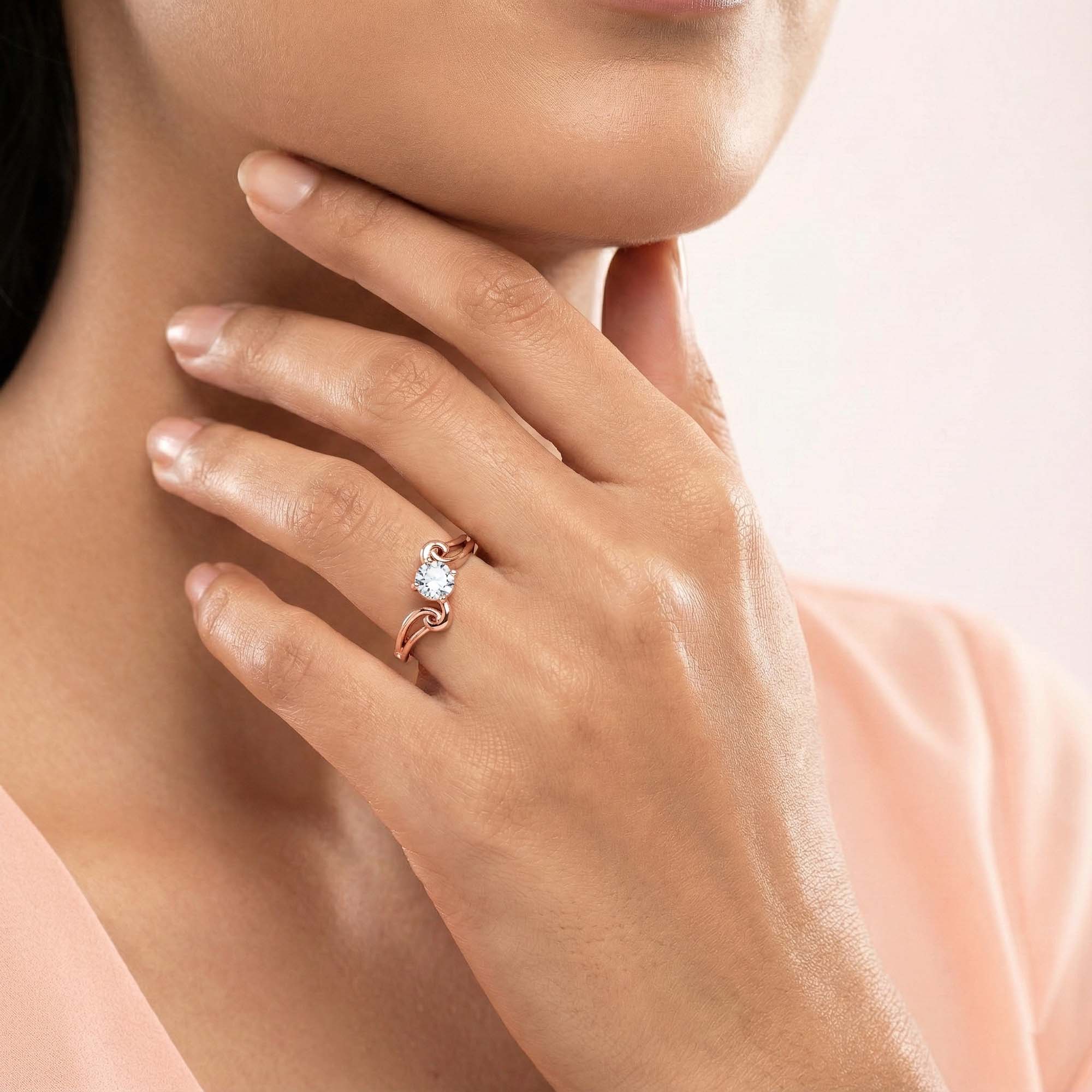 Lab-Grown Diamond Solitaire Ring for Women in 18K Rose Gold – 0.25 Ct Round, 3 g (Design K10-54-APGAA) thumbnail