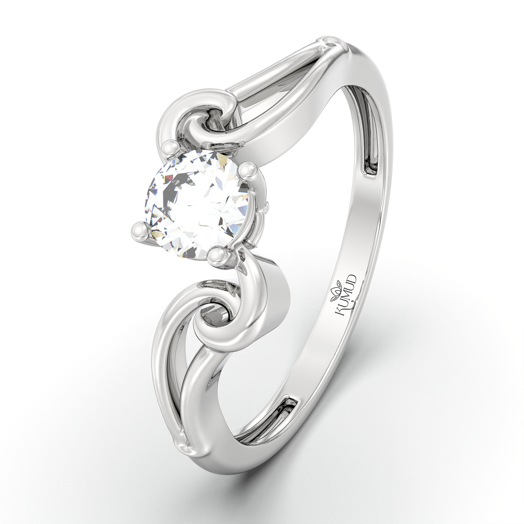 Lab-Grown Diamond Solitaire Ring for Women in 18K White Gold – 0.25 Ct Round, 3 g (Design K10-54-APGAA) thumbnail