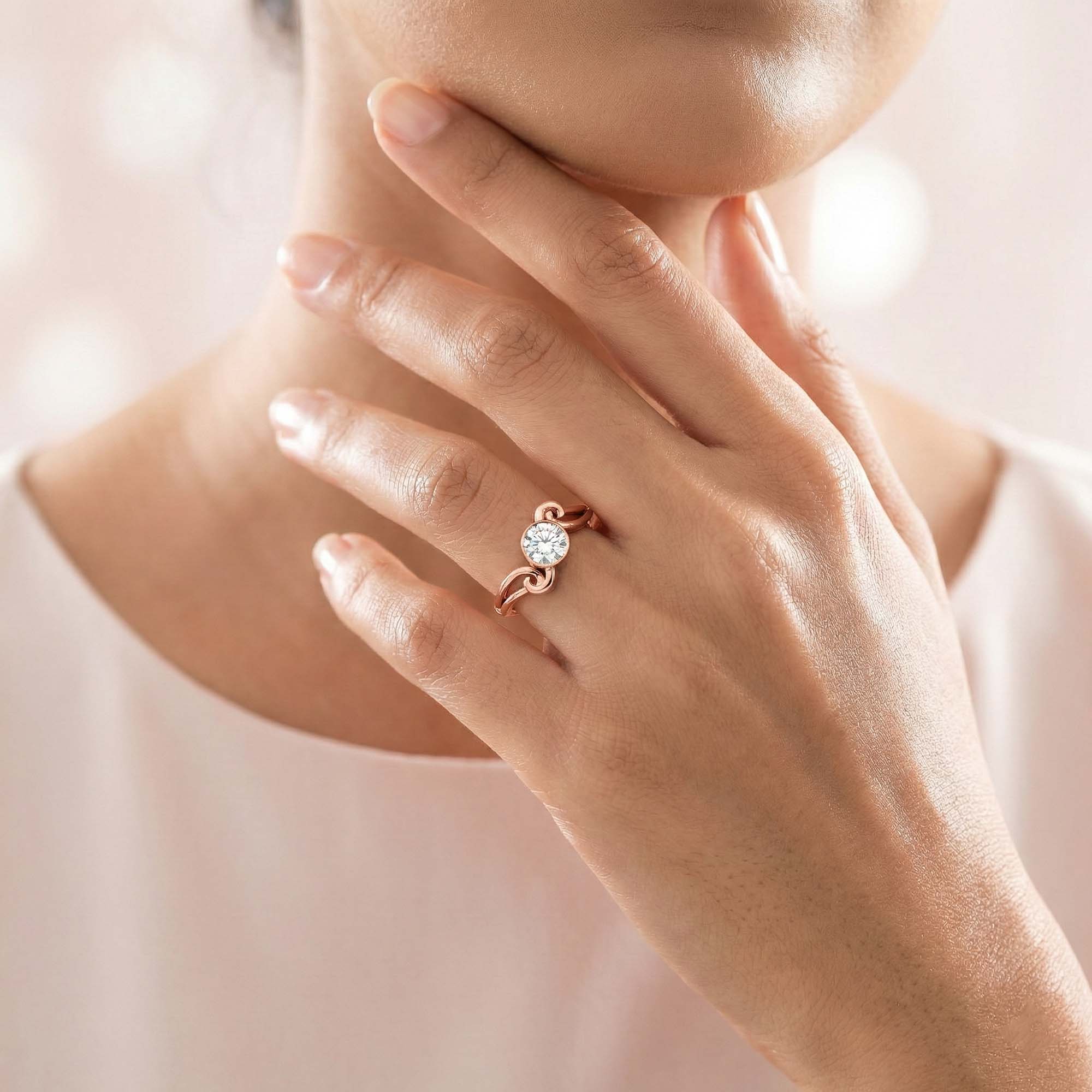 Lab-Grown Diamond Solitaire Ring for Women in 18K Rose Gold – 0.25 Ct Round, 3 g (Design K10-54-BBZAA) thumbnail