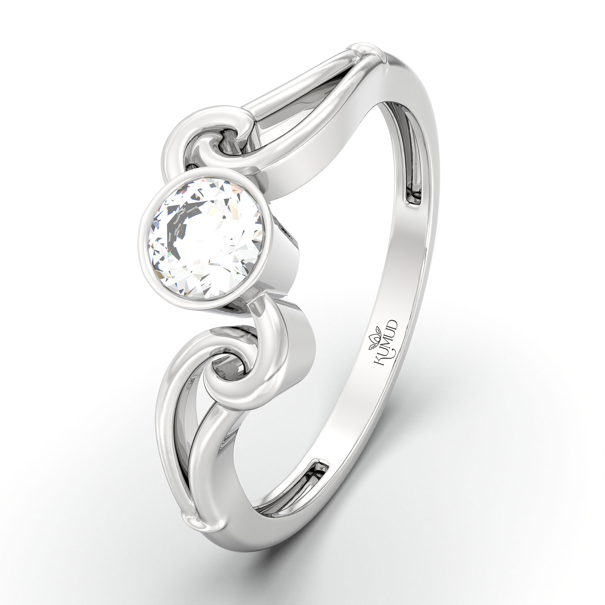 Lab-Grown Diamond Solitaire Ring for Women in 18K White Gold – 0.25 Ct Round, 3 g (Design K10-54-BBZAA) thumbnail
