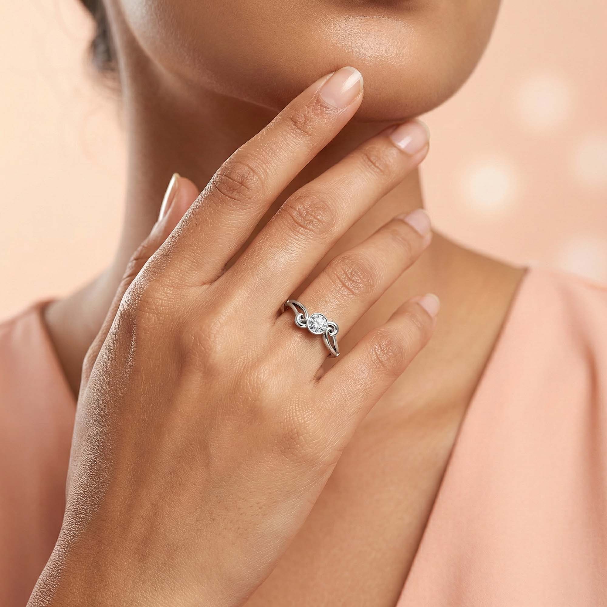 Lab-Grown Diamond Solitaire Ring for Women in 18K White Gold – 0.25 Ct Round, 3 g (Design K10-54-BBZAA) thumbnail