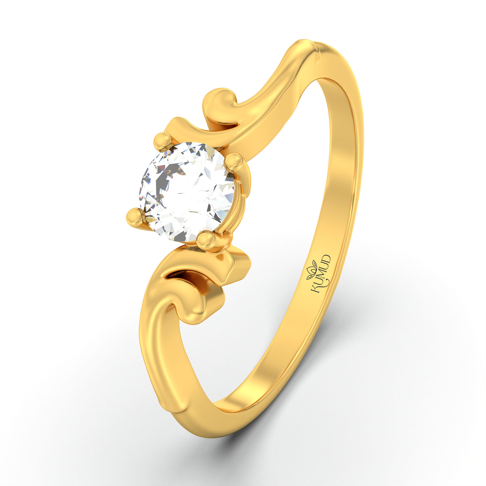 Lab-Grown Diamond Solitaire Ring for Women in 22K Yellow Gold – 0.25 Ct Round, 3 g (Design K10-55-APGAA) thumbnail