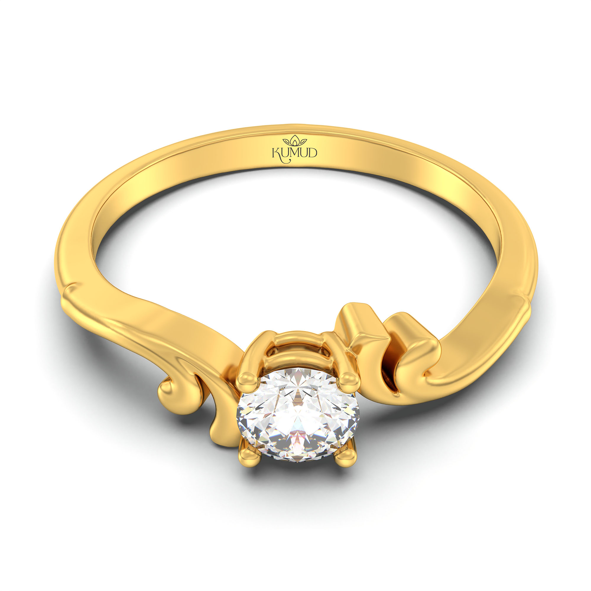 Lab-Grown Diamond Solitaire Ring for Women in 22K Yellow Gold – 0.25 Ct Round, 3 g (Design K10-55-APGAA) thumbnail