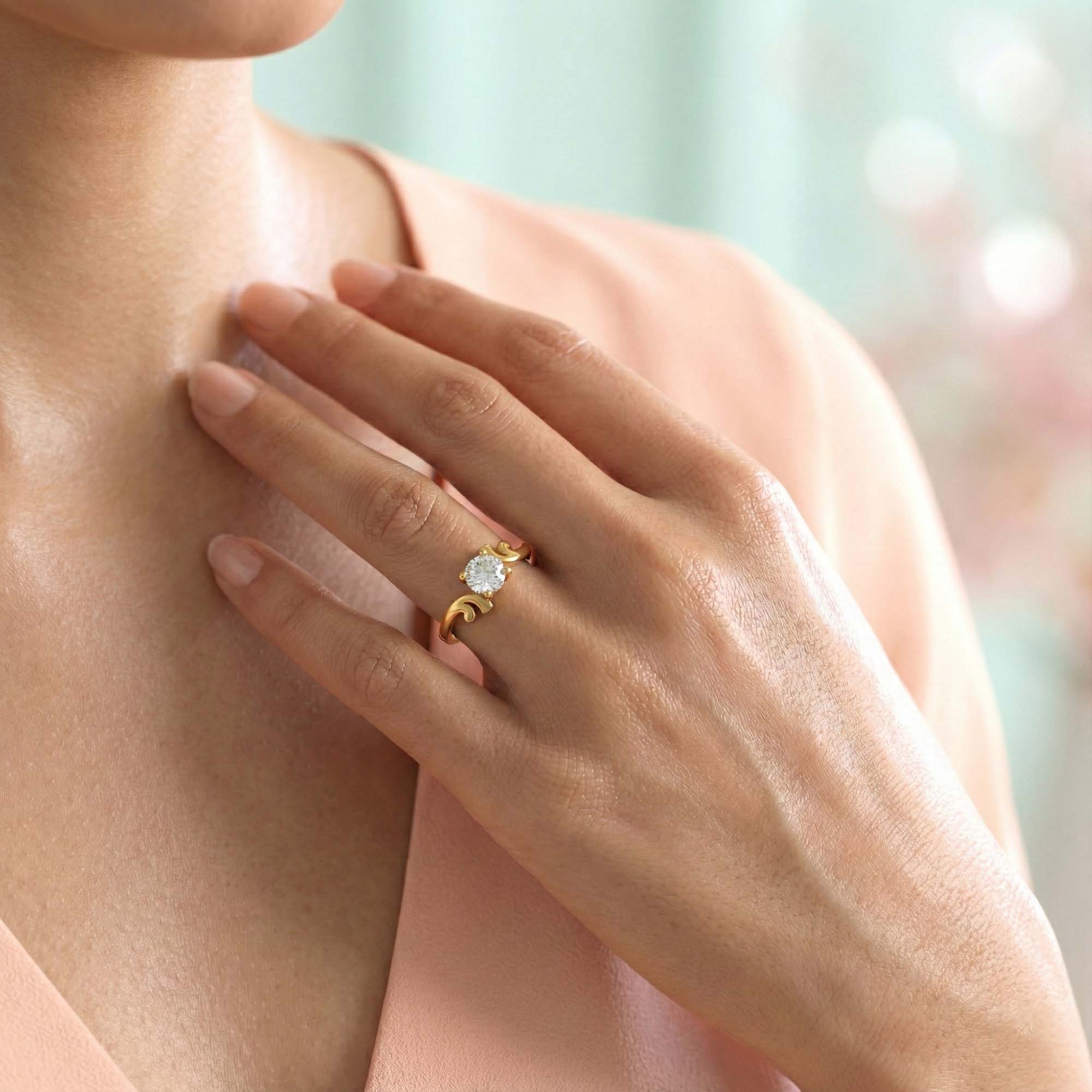 Lab-Grown Diamond Solitaire Ring for Women in 22K Yellow Gold – 0.25 Ct Round, 3 g (Design K10-55-APGAA) thumbnail