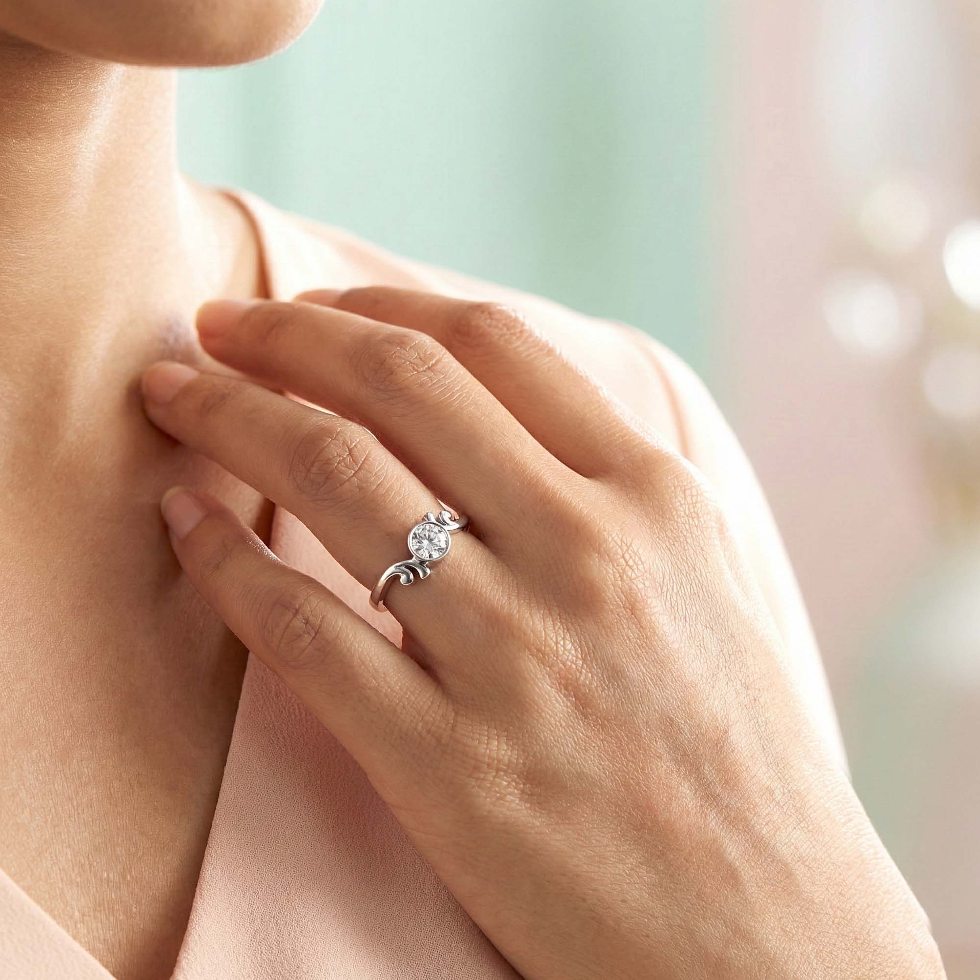 Lab-Grown Diamond Solitaire Ring for Women in 18K White Gold – 0.25 Ct Round, 3 g (Design K10-55-BBZAA) thumbnail