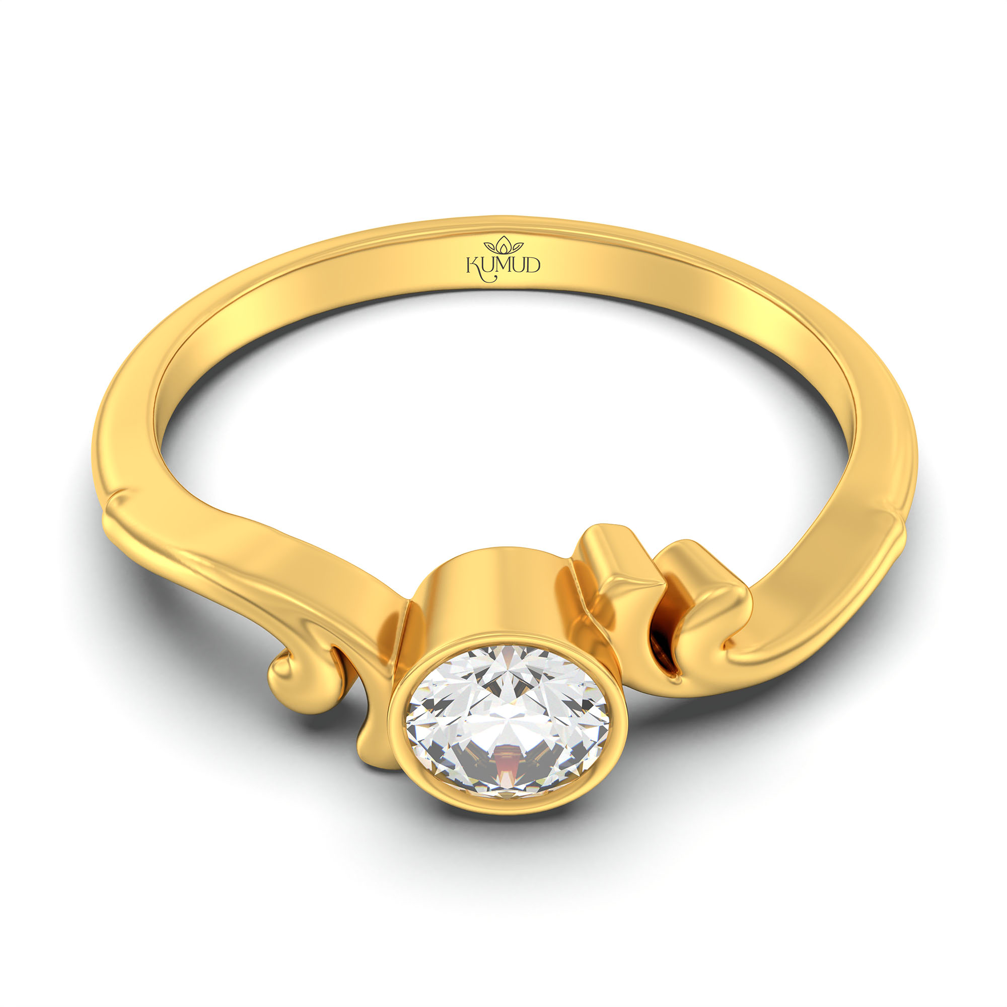 Lab-Grown Diamond Solitaire Ring for Women in 22K Yellow Gold – 0.25 Ct Round, 3 g (Design K10-55-BBZAA) thumbnail