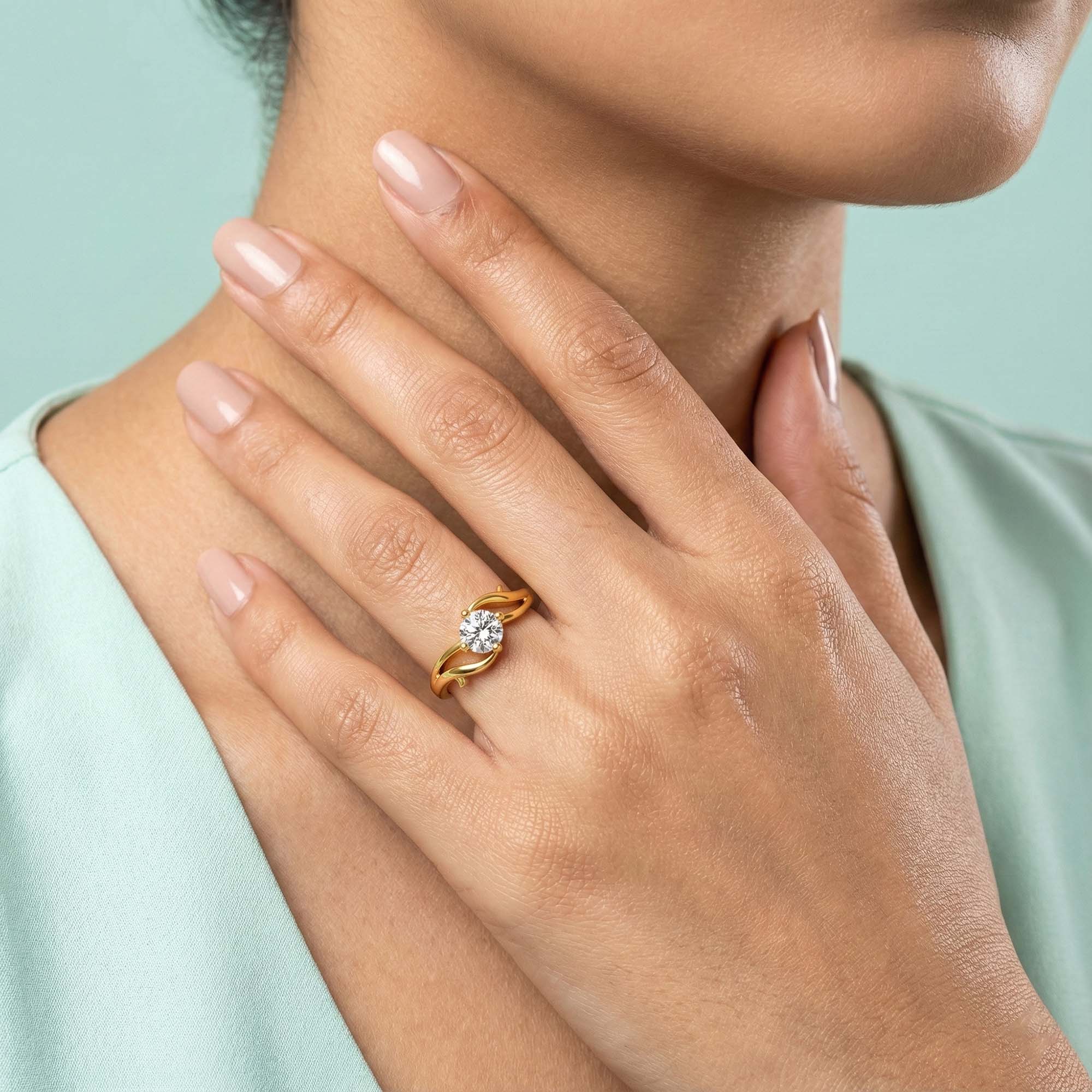 Lab-Grown Diamond Solitaire Ring for Women in 22K Yellow Gold – 0.25 Ct Round, 3 g (Design K10-57-APGAA) thumbnail