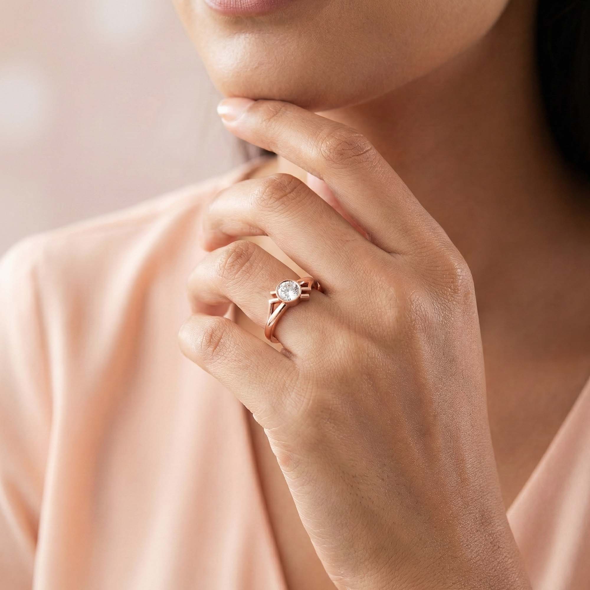 Lab-Grown Diamond Solitaire Ring for Women in 18K Rose Gold – 0.25 Ct Round, 3 g (Design K10-58-BBZAA) thumbnail
