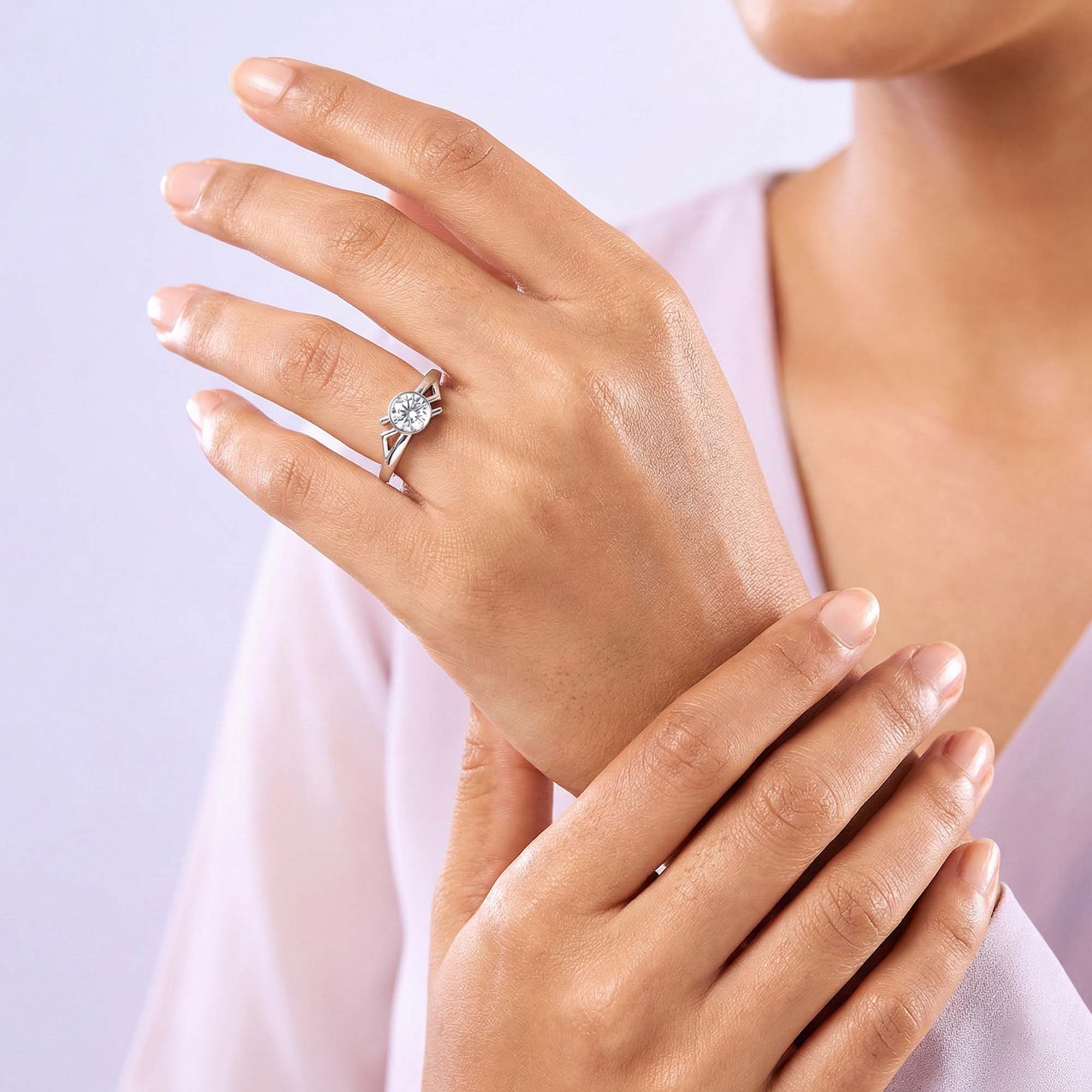 Lab-Grown Diamond Solitaire Ring for Women in 18K White Gold – 0.25 Ct Round, 3 g (Design K10-58-BBZAA) thumbnail