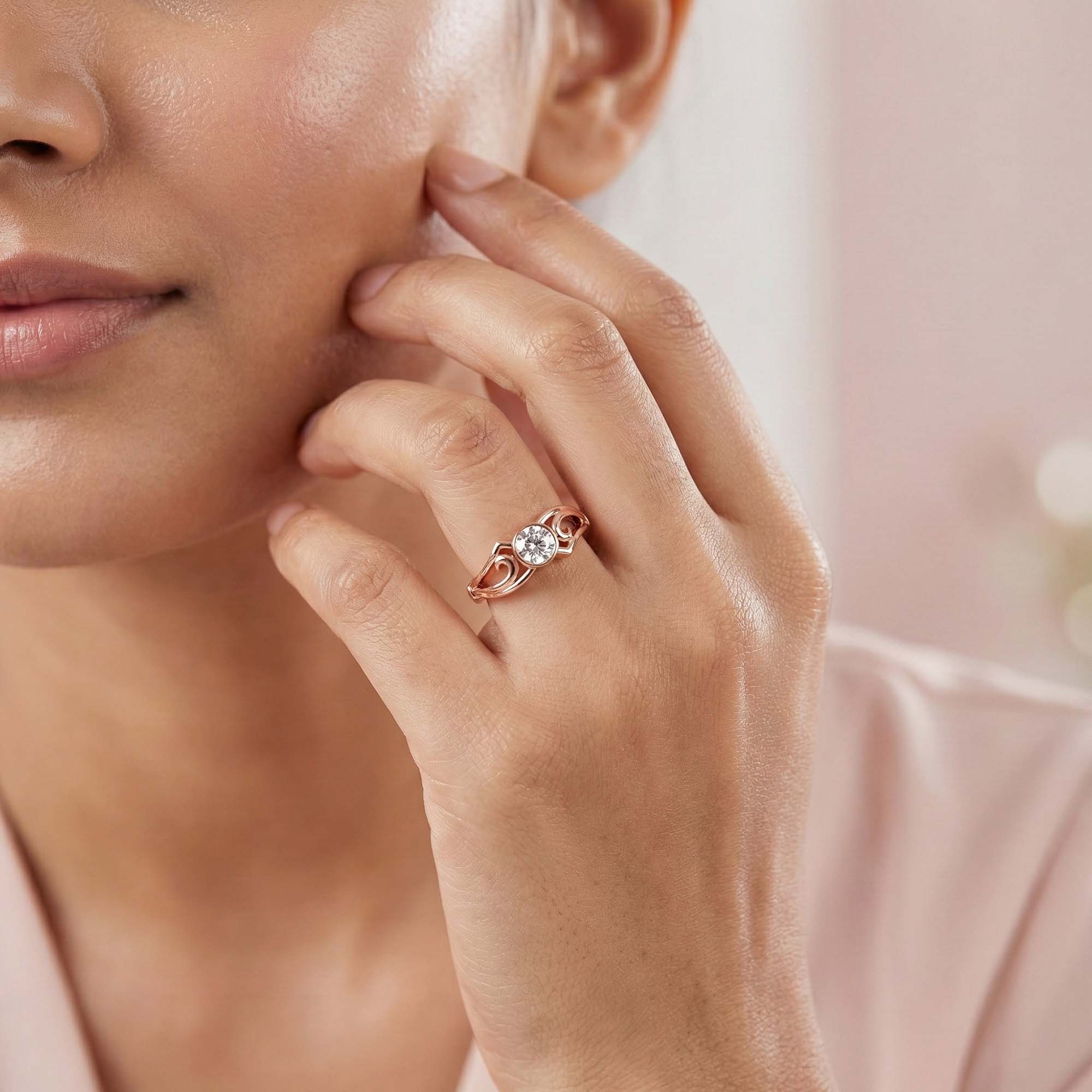 Lab-Grown Diamond Solitaire Ring for Women in 18K Rose Gold – 0.25 Ct Round, 3 g (Design K10-59-BBZAA) thumbnail