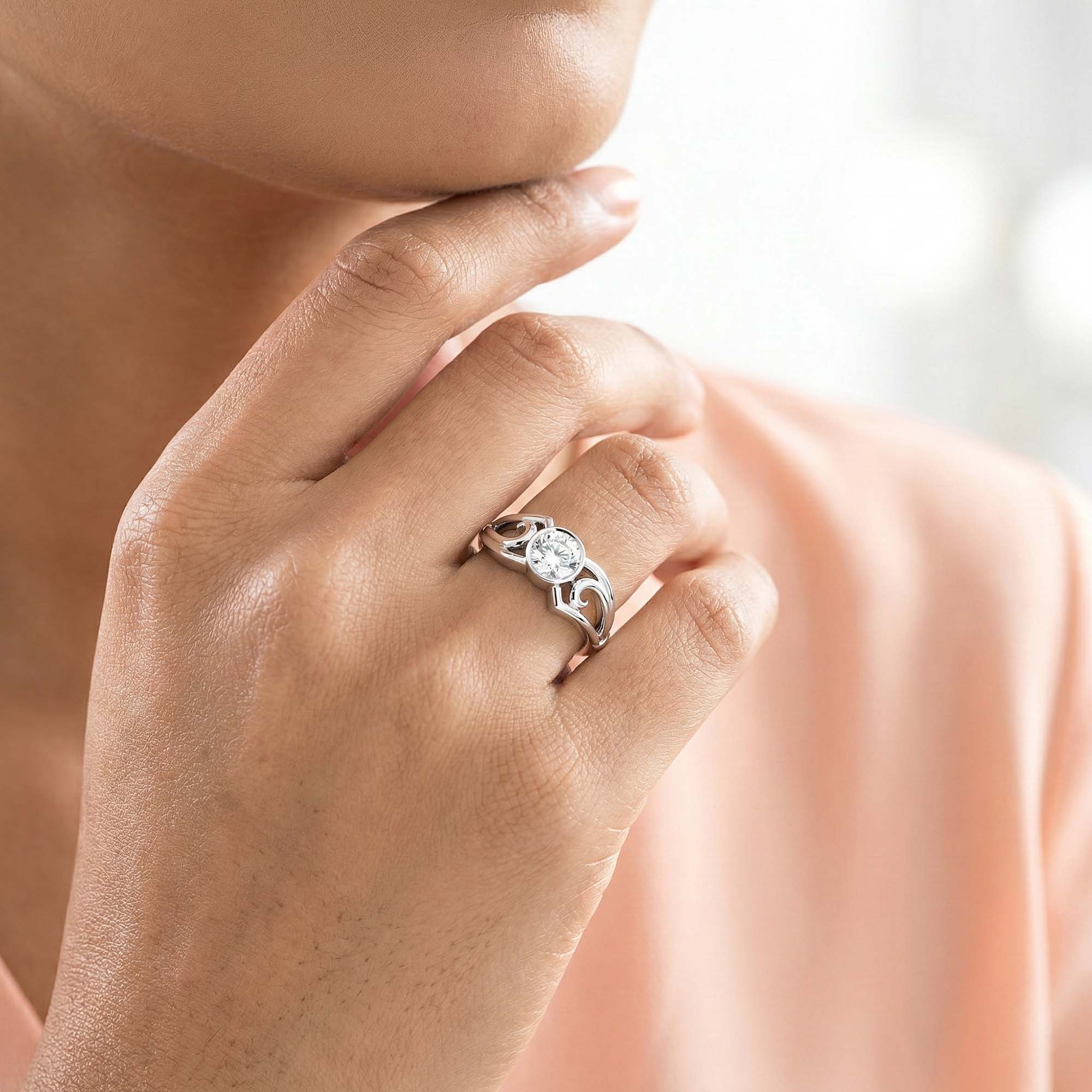 Lab-Grown Diamond Solitaire Ring for Women in 18K White Gold – 0.25 Ct Round, 3 g (Design K10-59-BBZAA) thumbnail