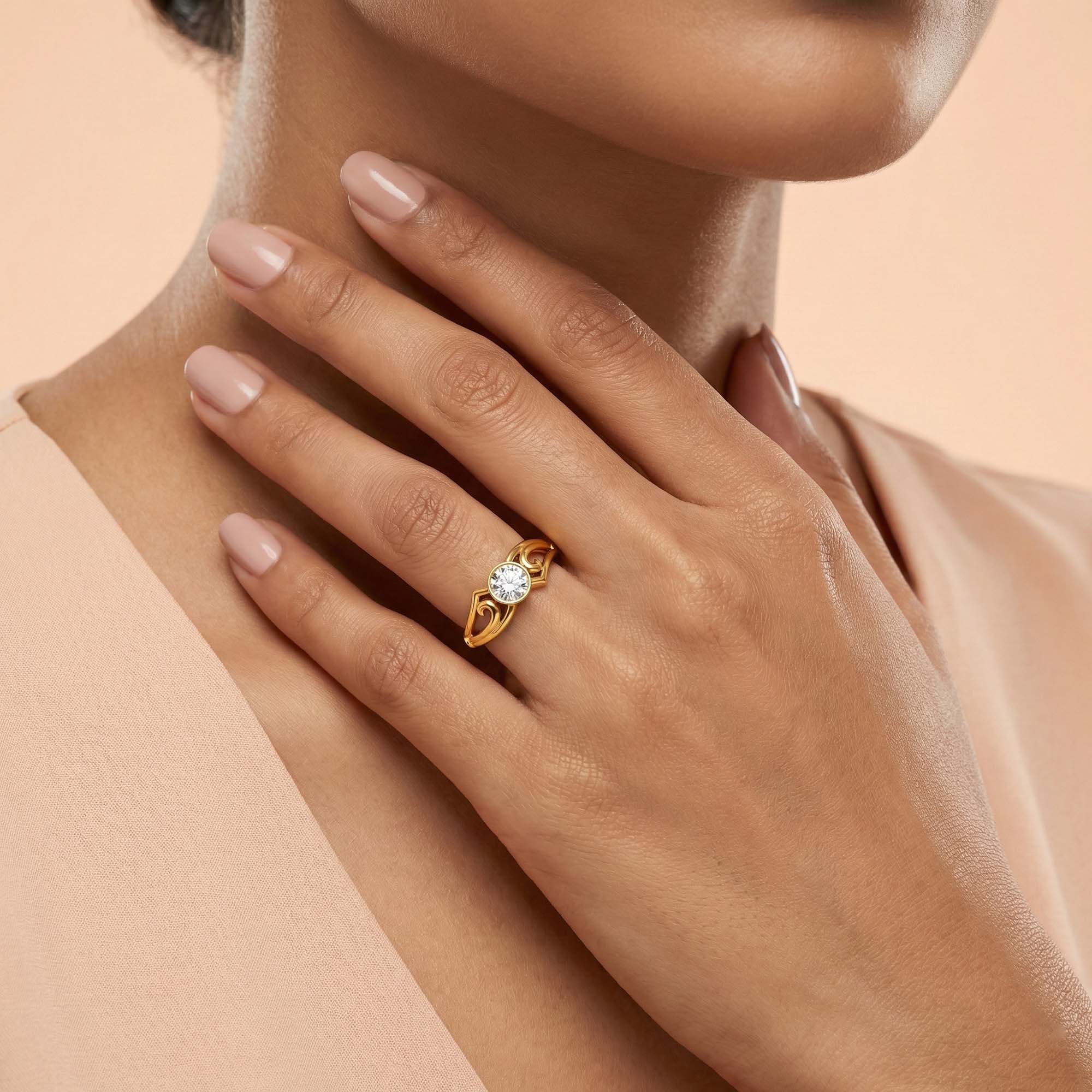 Lab-Grown Diamond Solitaire Ring for Women in 22K Yellow Gold – 0.25 Ct Round, 3 g (Design K10-59-BBZAA) thumbnail