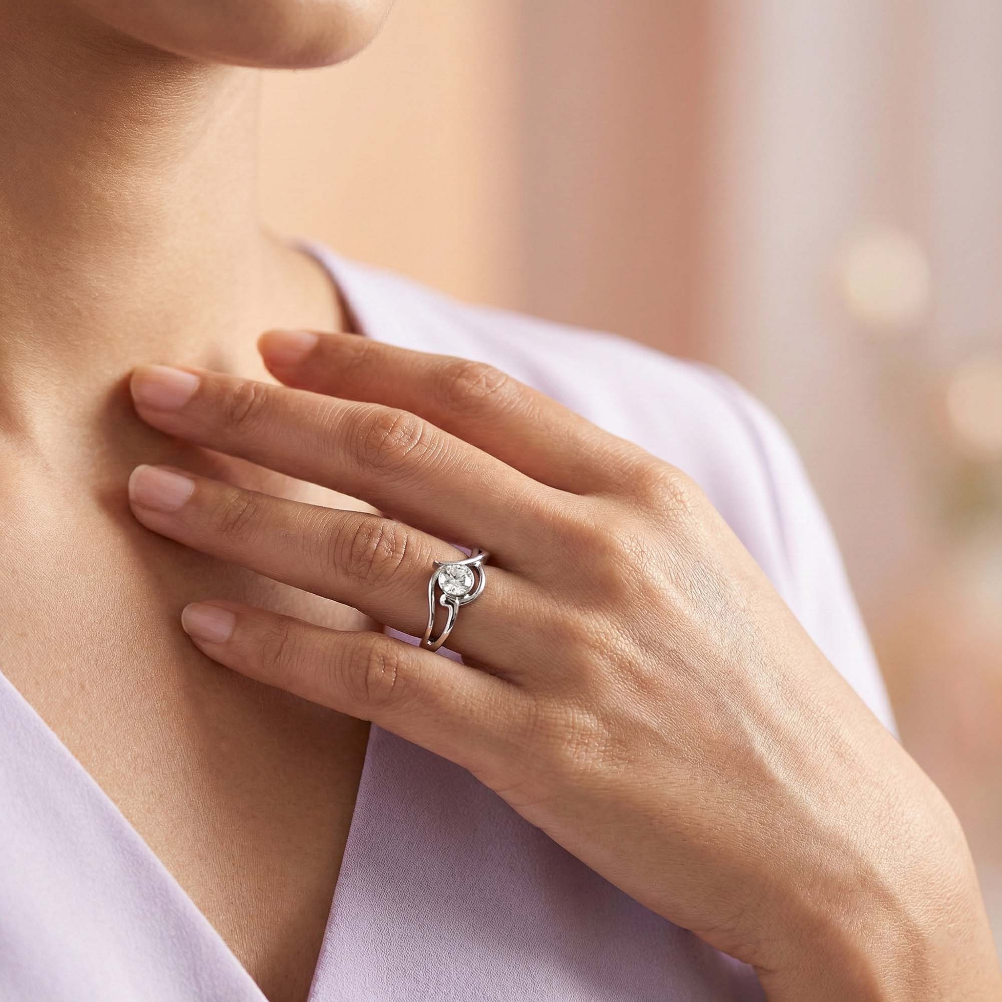 Lab-Grown Diamond Solitaire Ring for Women in 18K White Gold – 0.25 Ct Round, 3 g (Design K10-60-BBZAA) thumbnail