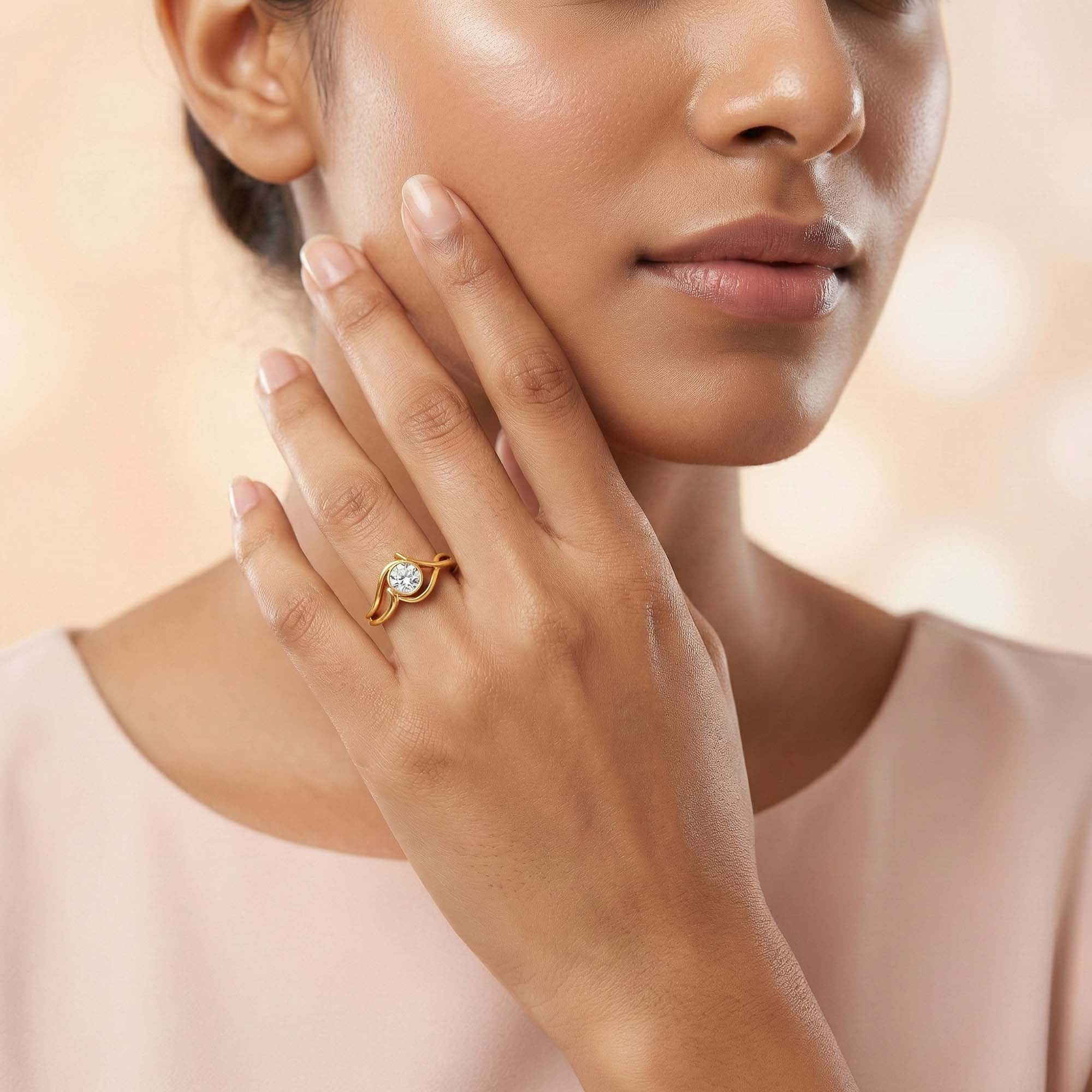Lab-Grown Diamond Solitaire Ring for Women in 22K Yellow Gold – 0.25 Ct Round, 3 g (Design K10-60-BBZAA) thumbnail