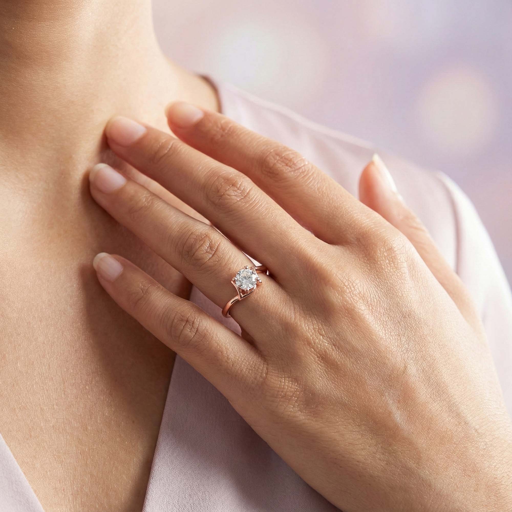 Lab-Grown Diamond Solitaire Ring for Women in 18K Rose Gold – 0.25 Ct Round, 3 g (Design K10-61-APGAA) thumbnail