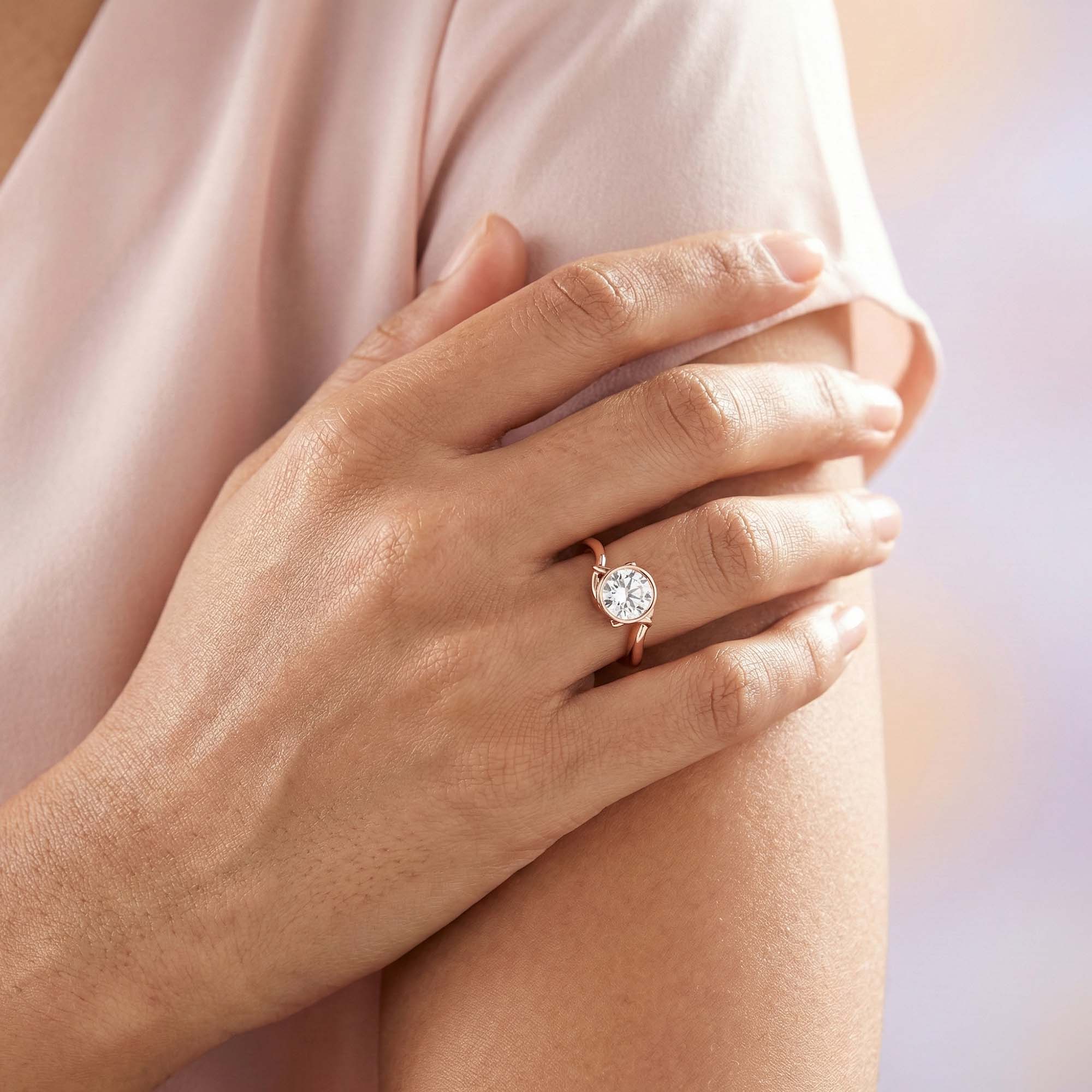 Lab-Grown Diamond Solitaire Ring for Women in 18K Rose Gold – 0.25 Ct Round, 3 g (Design K10-61-BBZAA) thumbnail