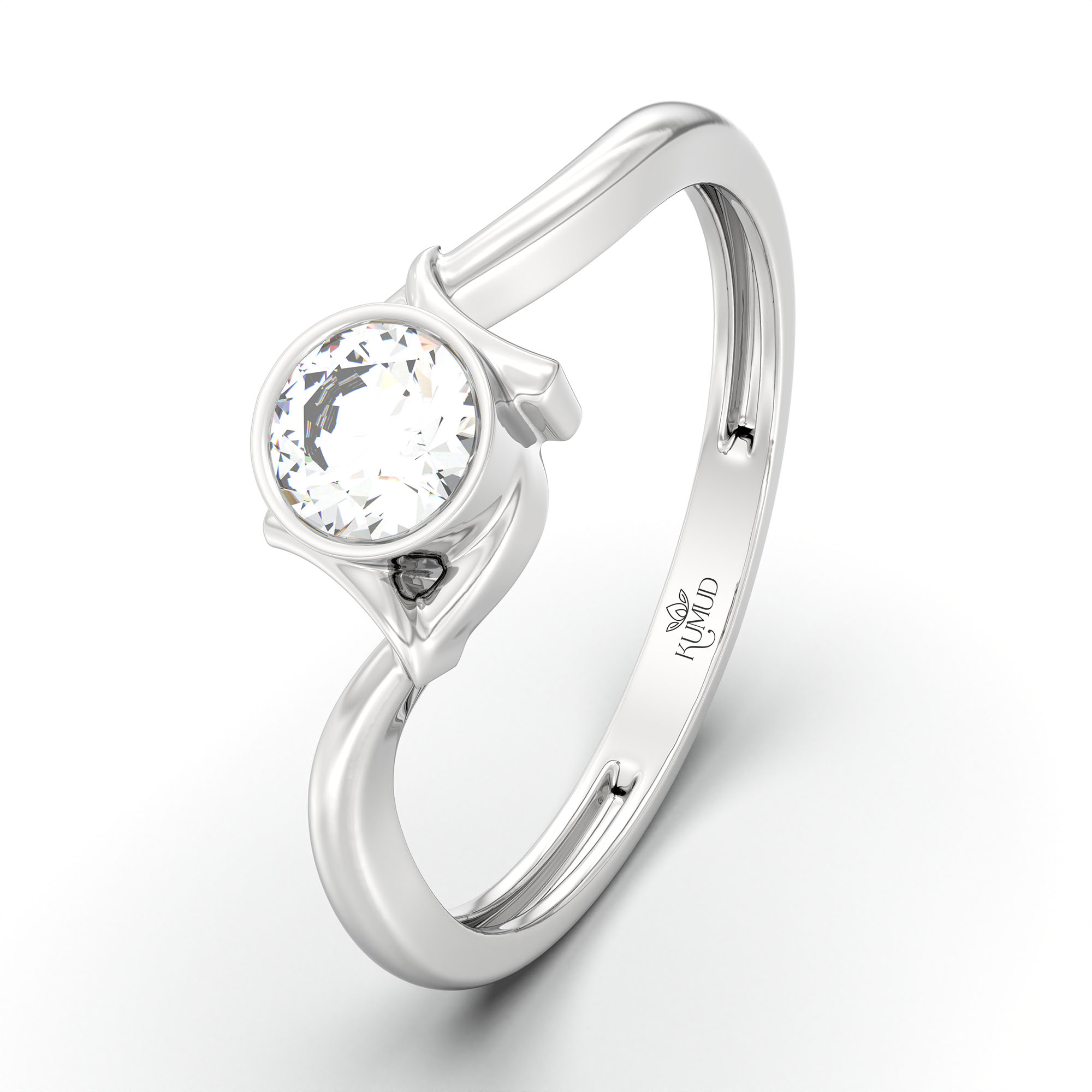 Lab-Grown Diamond Solitaire Ring for Women in 18K White Gold – 0.25 Ct Round, 3 g (Design K10-61-BBZAA) thumbnail
