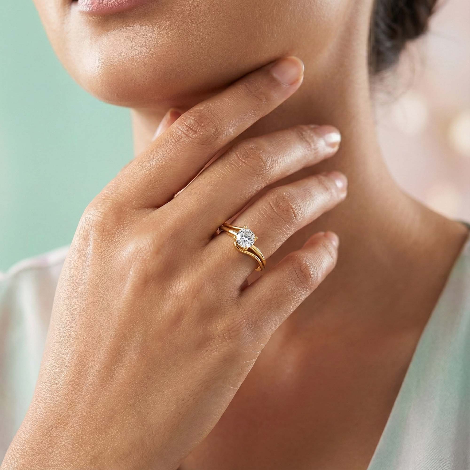 Lab-Grown Diamond Solitaire Ring for Women in 22K Yellow Gold – 0.25 Ct Round, 3 g (Design K10-62-APGAA) thumbnail