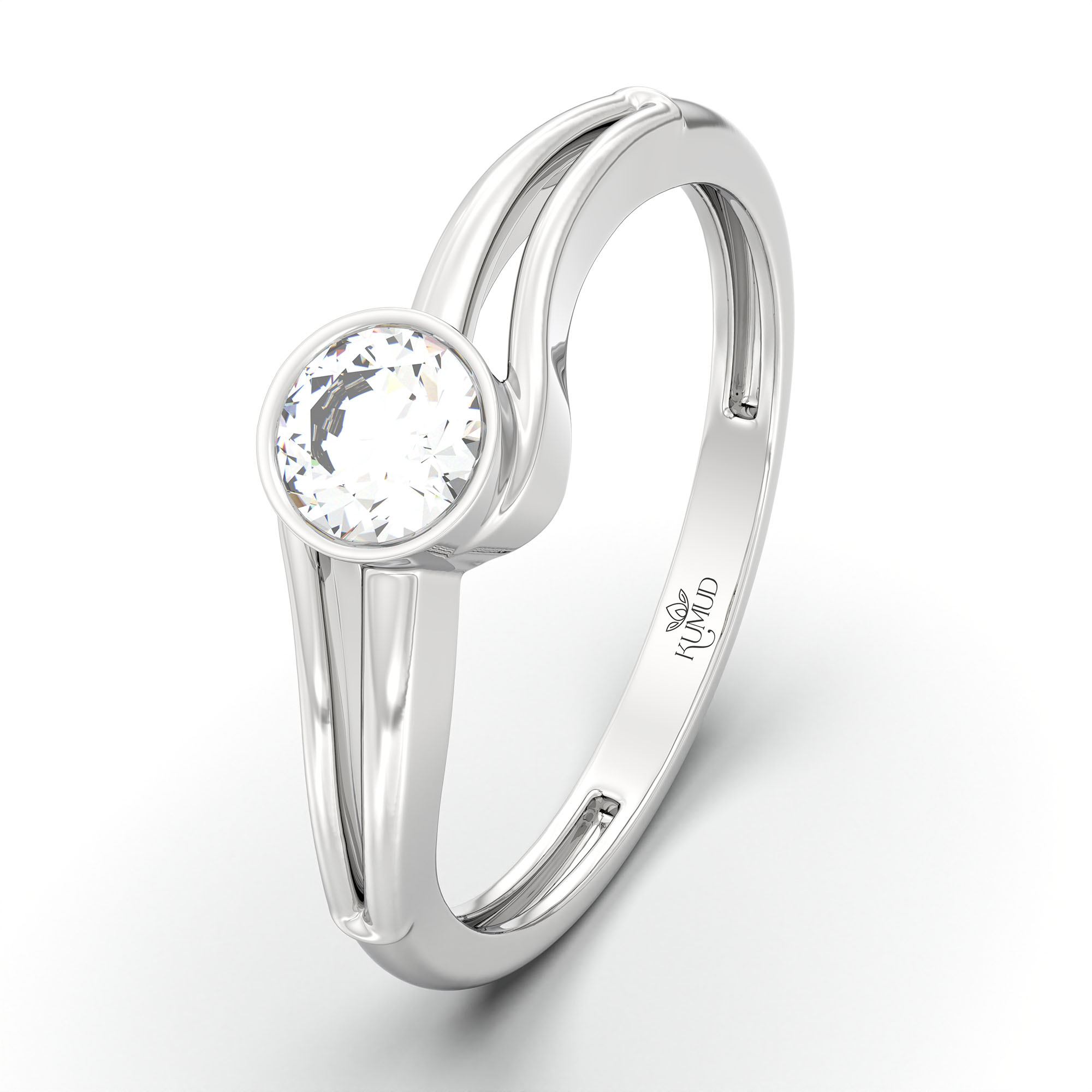 Lab-Grown Diamond Solitaire Ring for Women in 18K White Gold – 0.25 Ct Round, 3 g (Design K10-62-BBZAA) thumbnail