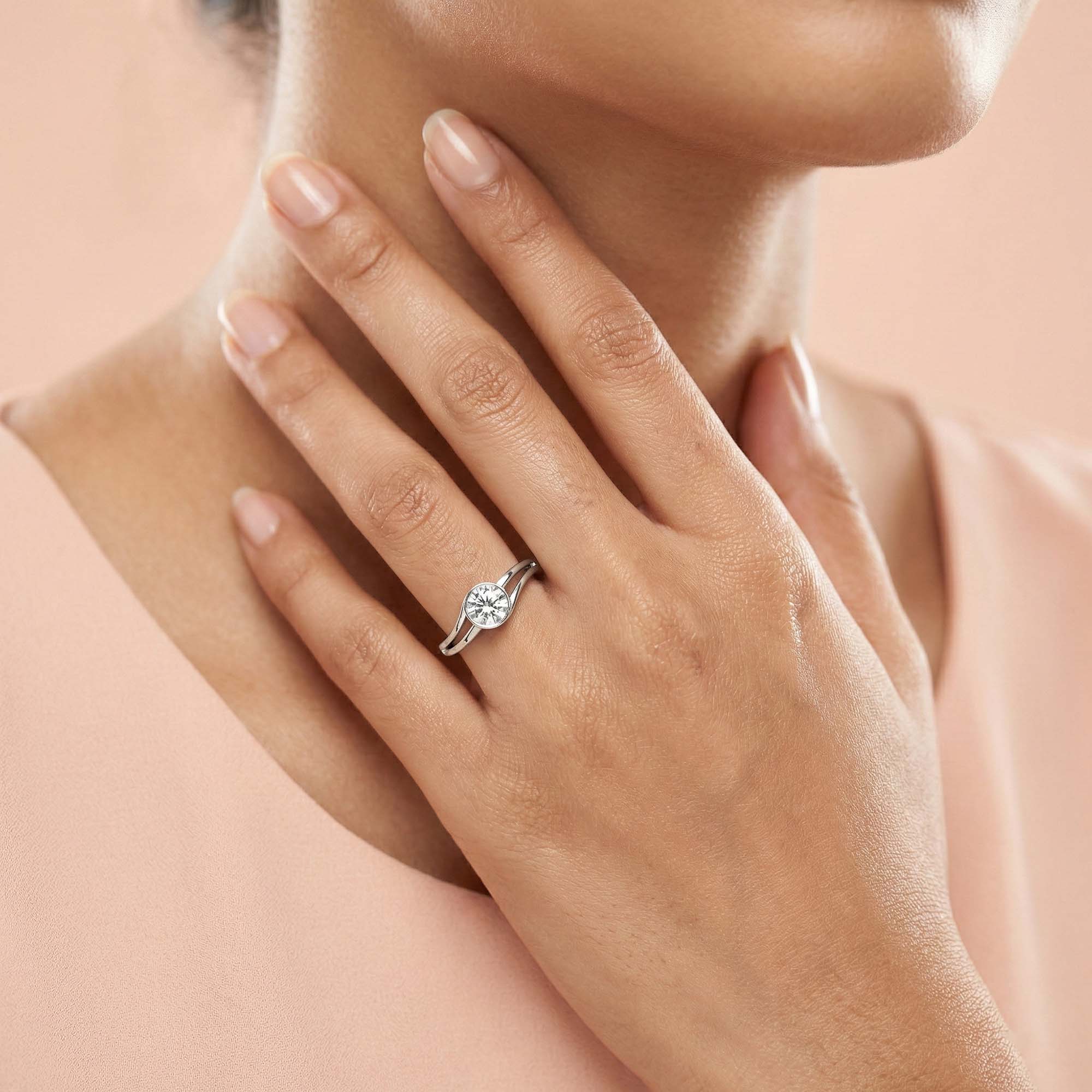 Lab-Grown Diamond Solitaire Ring for Women in 18K White Gold – 0.25 Ct Round, 3 g (Design K10-62-BBZAA) thumbnail