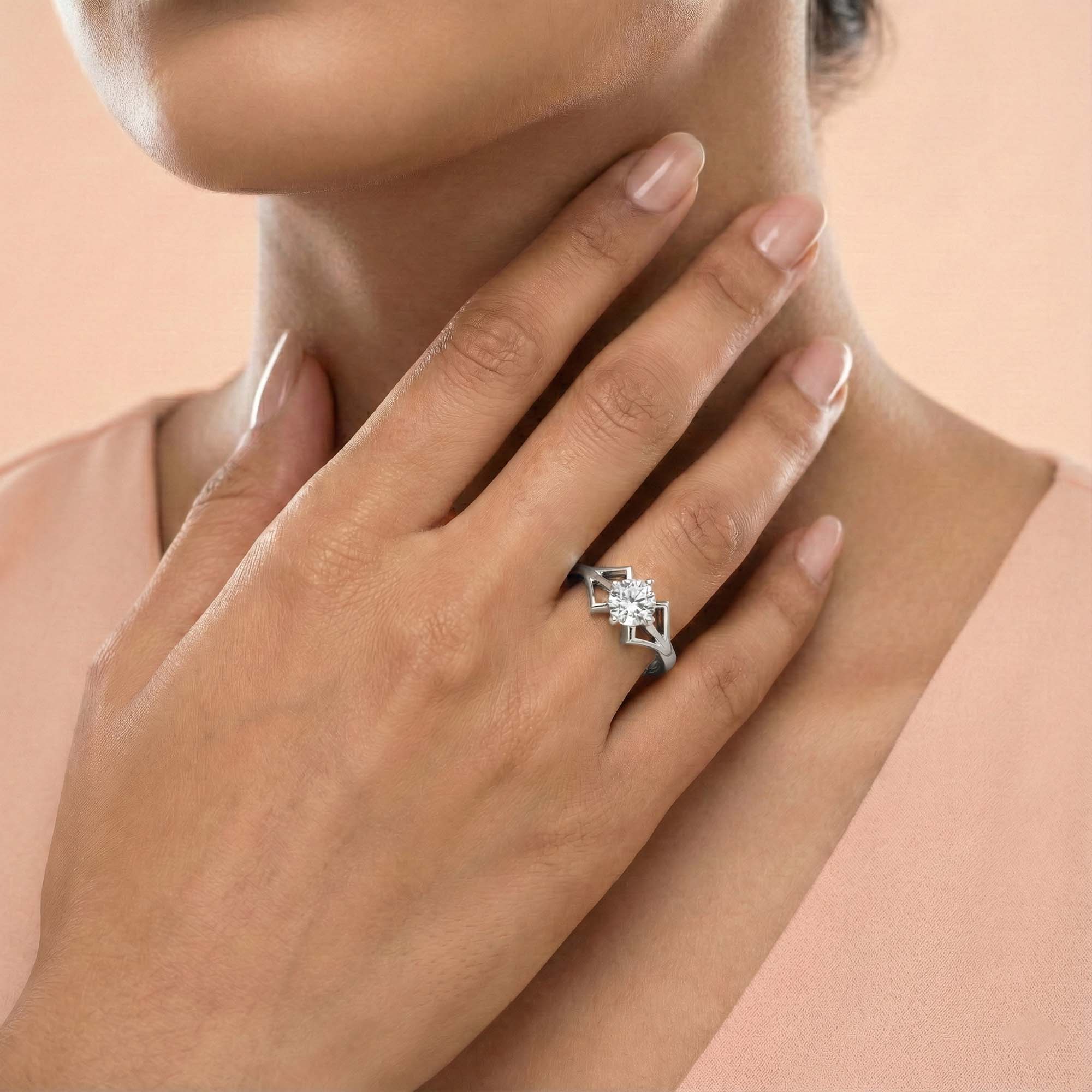 Lab-Grown Diamond Solitaire Ring for Women in 18K White Gold – 0.25 Ct Round, 3 g (Design K10-63-APGAA) thumbnail