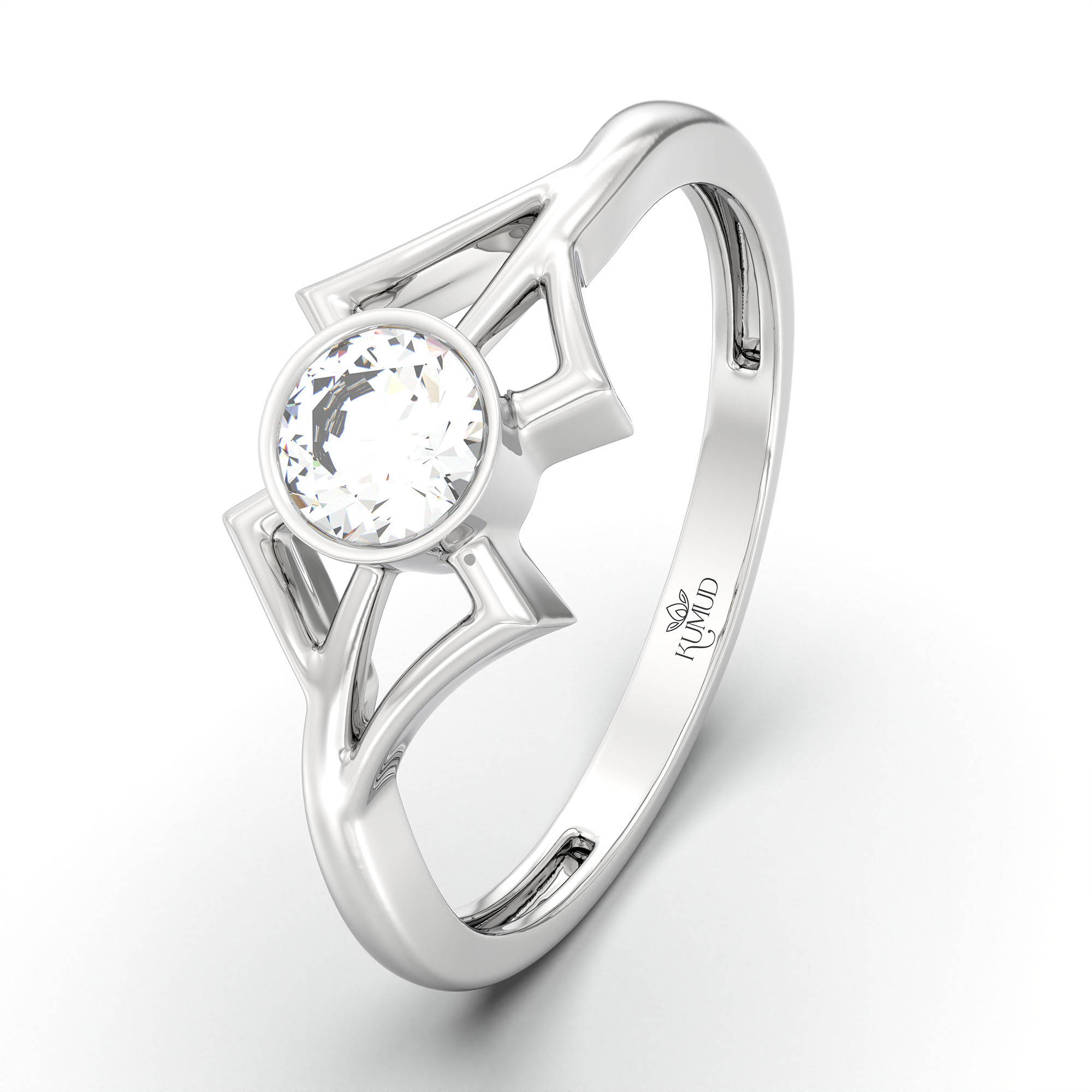 Lab-Grown Diamond Solitaire Ring for Women in 18K White Gold – 0.25 Ct Round, 3 g (Design K10-63-BBZAA) thumbnail