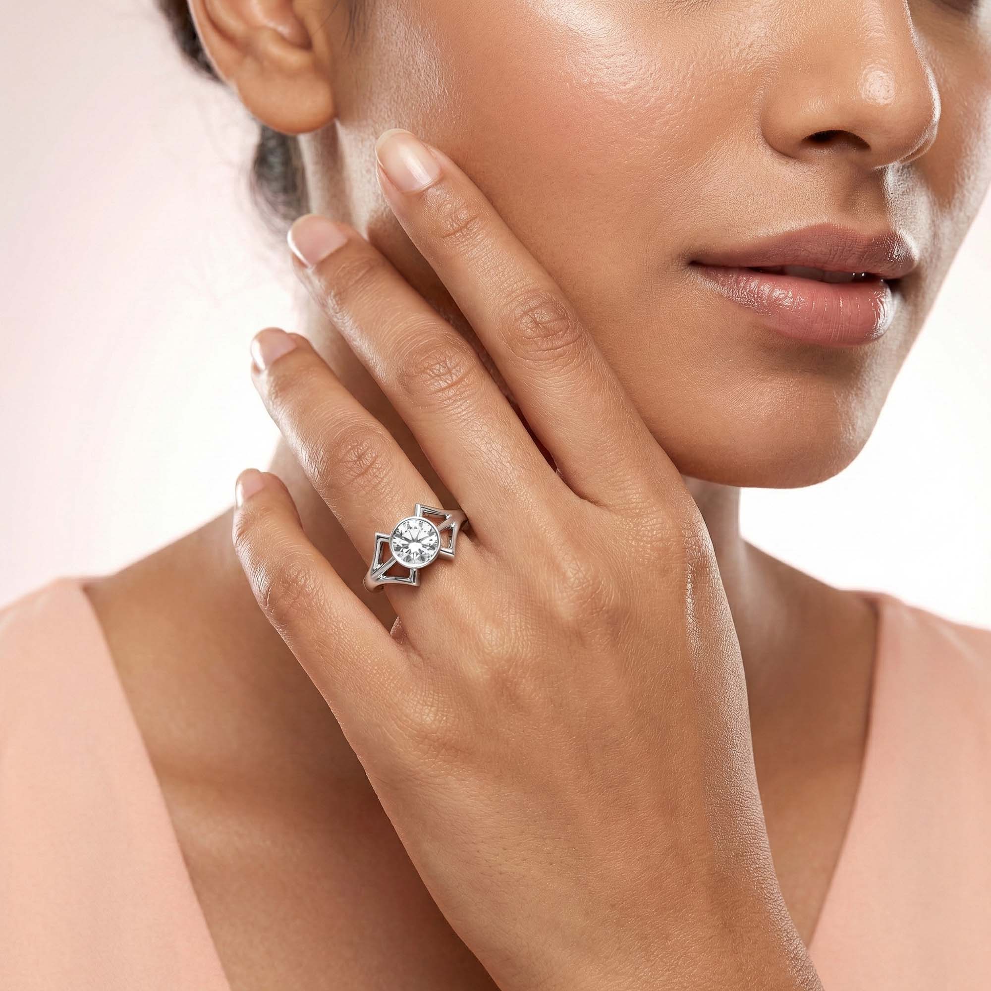 Lab-Grown Diamond Solitaire Ring for Women in 18K White Gold – 0.25 Ct Round, 3 g (Design K10-63-BBZAA) thumbnail