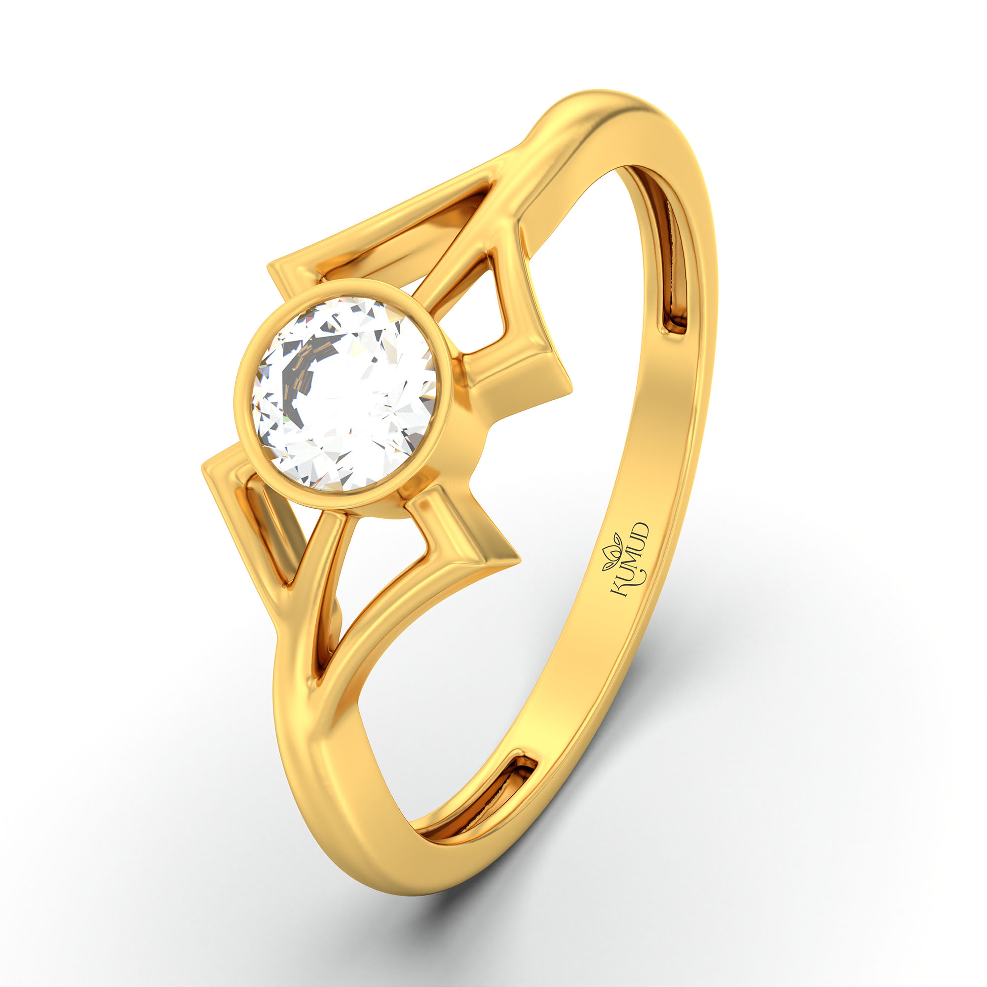 Lab-Grown Diamond Solitaire Ring for Women in 22K Yellow Gold – 0.25 Ct Round, 3 g (Design K10-63-BBZAA) thumbnail