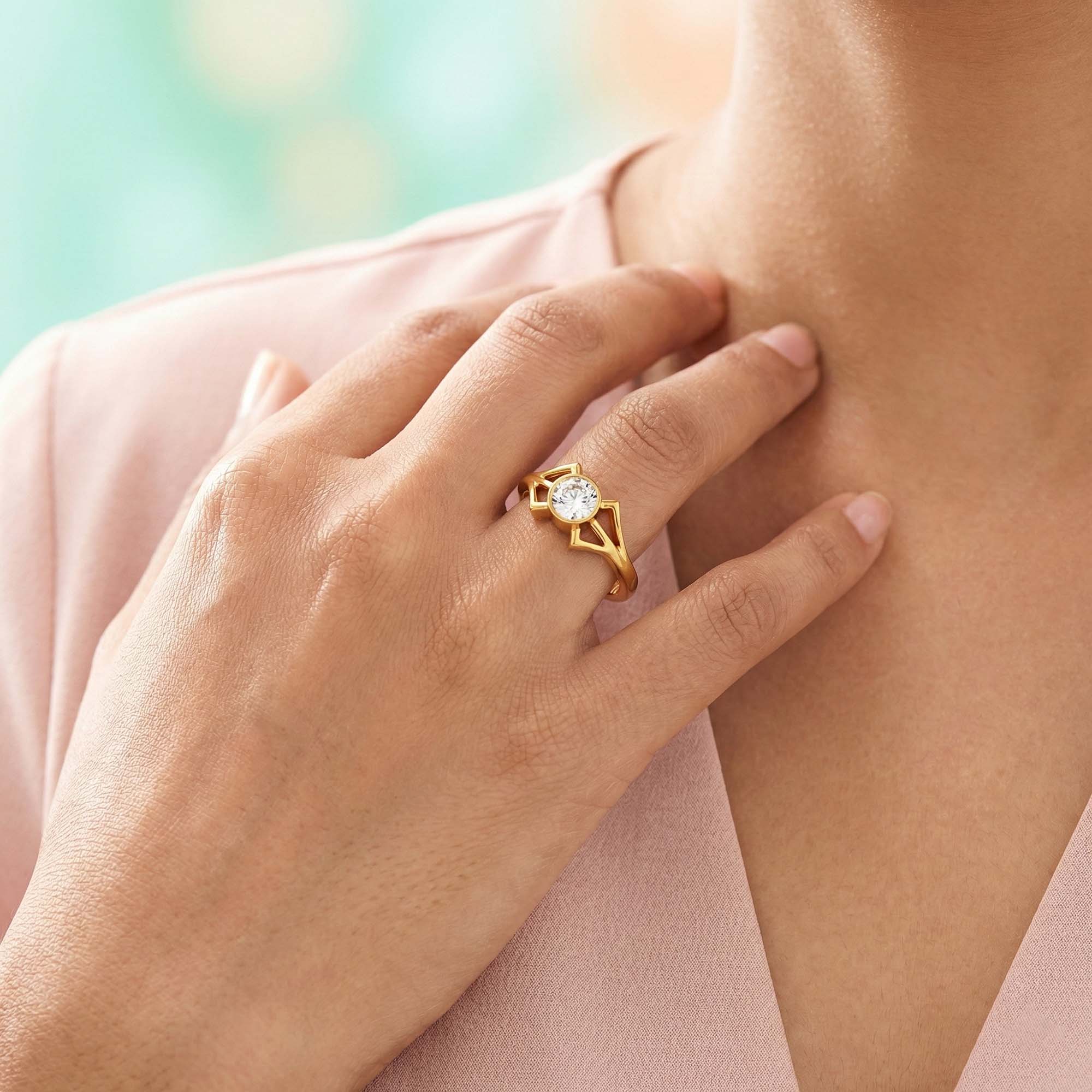 Lab-Grown Diamond Solitaire Ring for Women in 22K Yellow Gold – 0.25 Ct Round, 3 g (Design K10-63-BBZAA) thumbnail