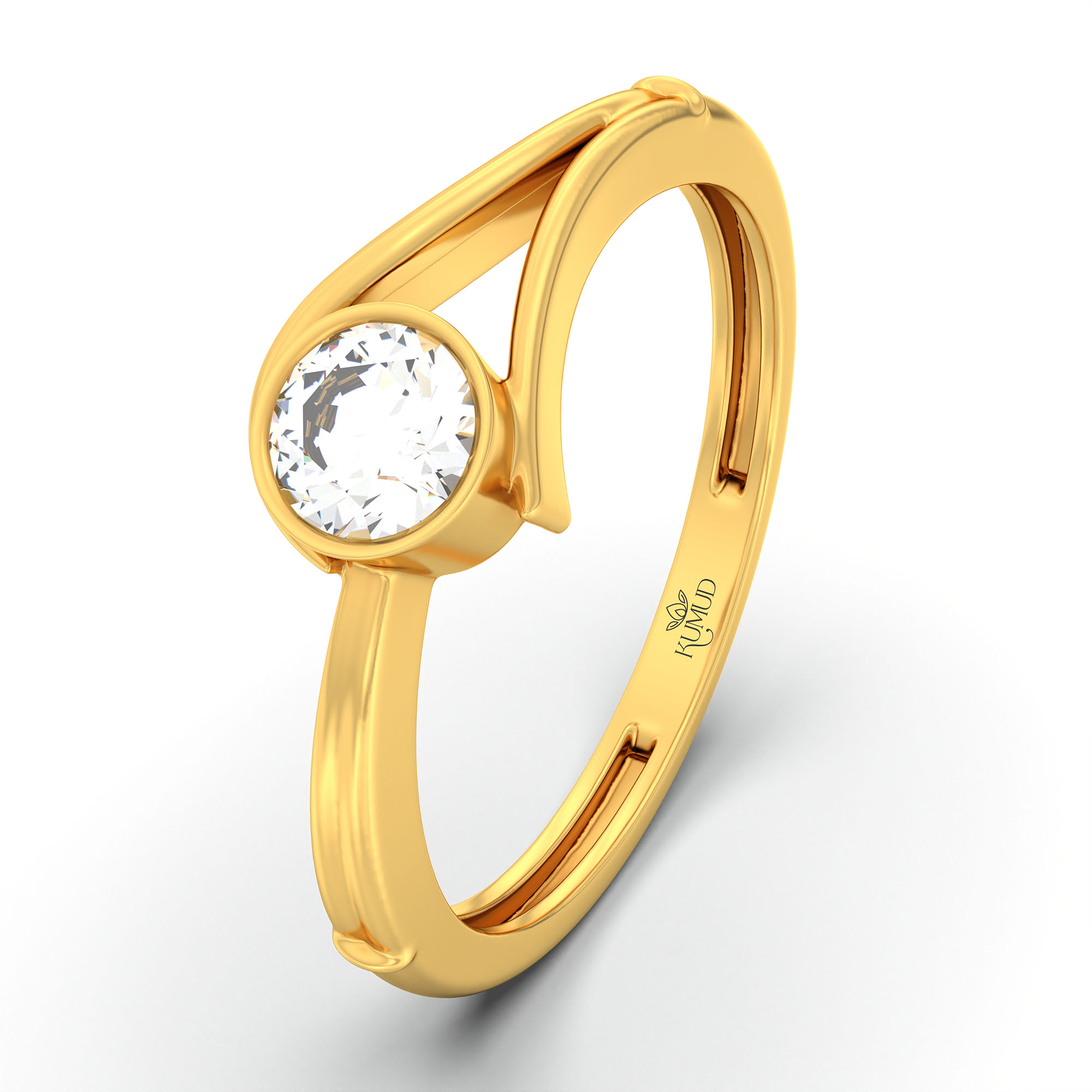 Lab-Grown Diamond Solitaire Ring for Women in 22K Yellow Gold – 0.25 Ct Round, 3 g (Design K10-65-BBZAA) thumbnail
