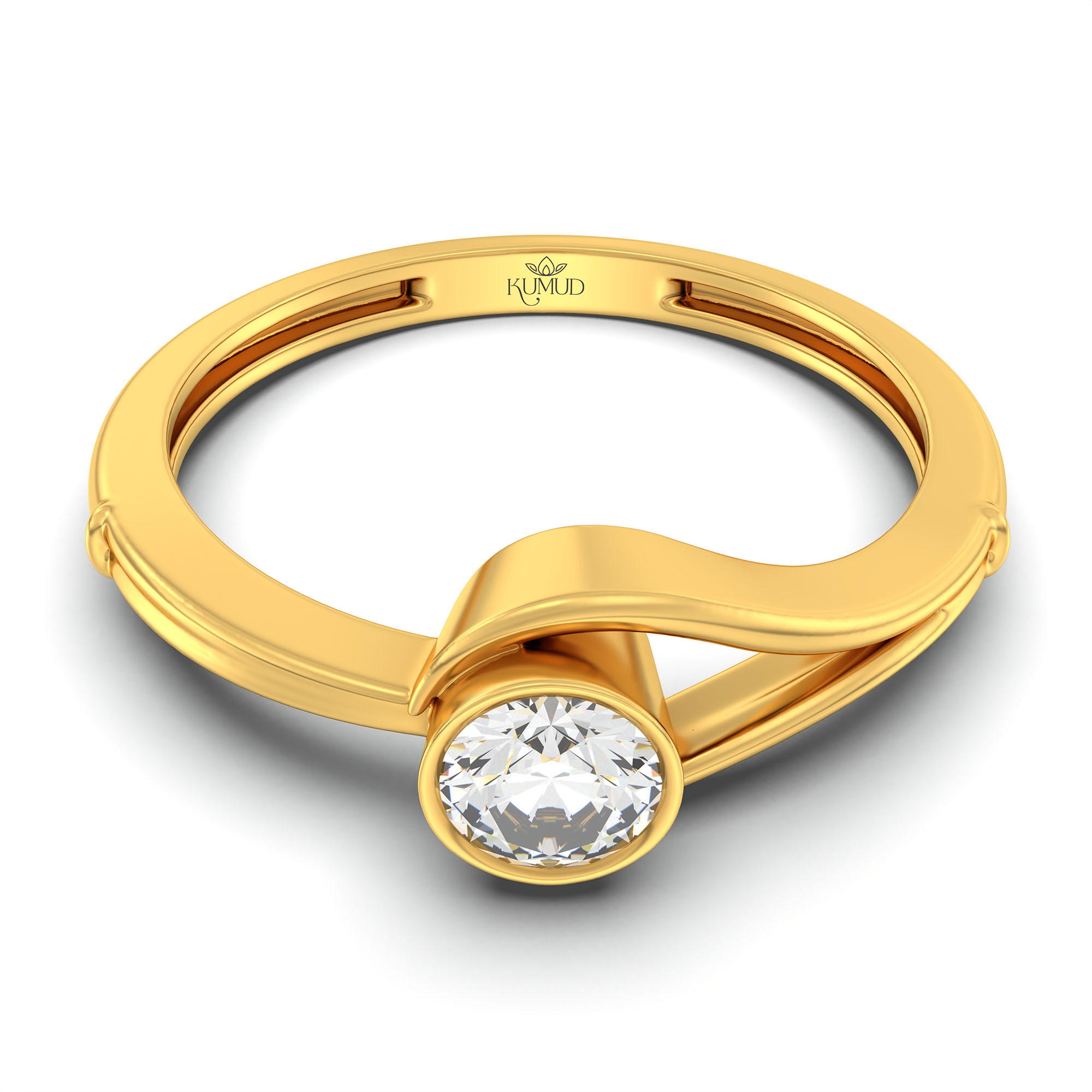 Lab-Grown Diamond Solitaire Ring for Women in 22K Yellow Gold – 0.25 Ct Round, 3 g (Design K10-65-BBZAA) thumbnail