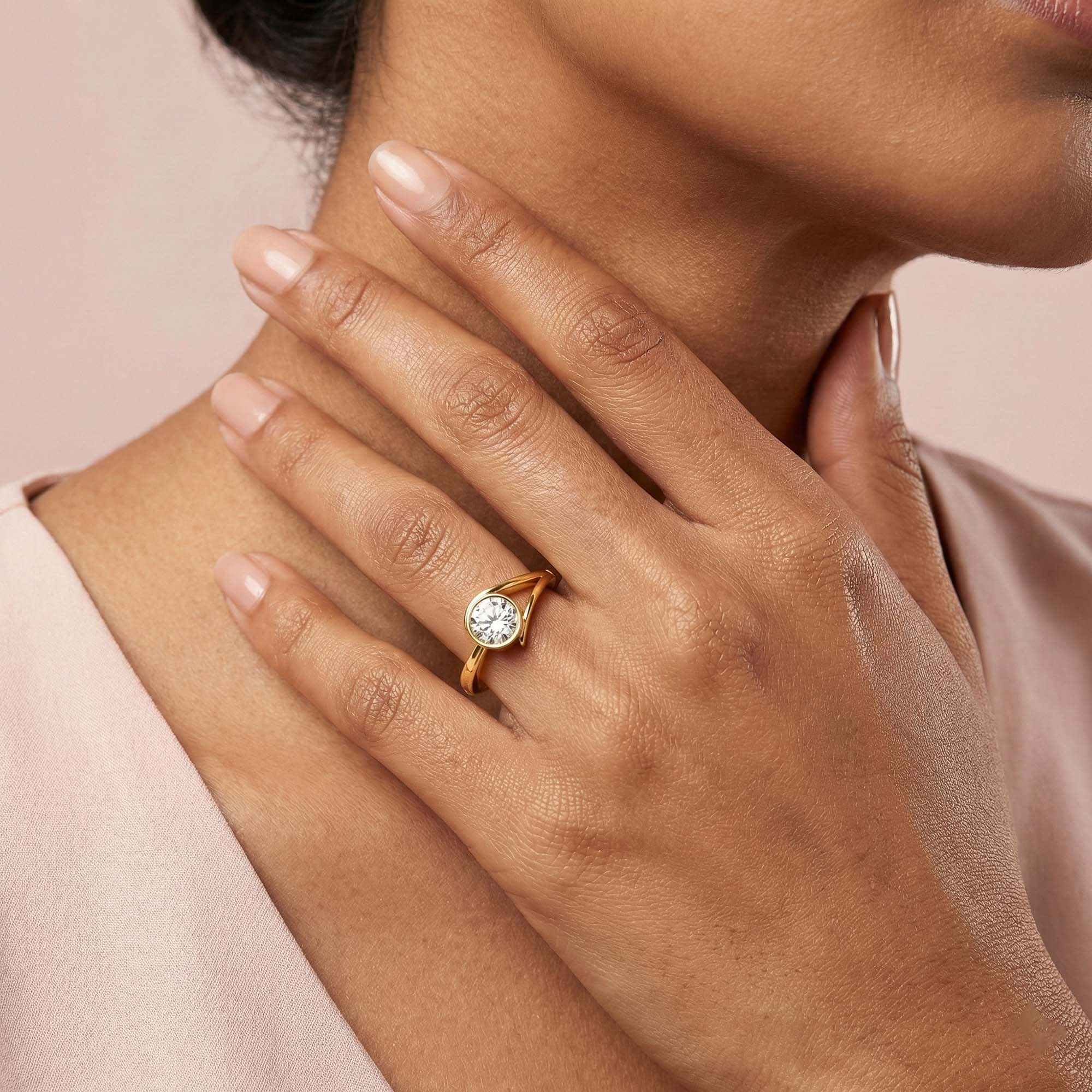 Lab-Grown Diamond Solitaire Ring for Women in 22K Yellow Gold – 0.25 Ct Round, 3 g (Design K10-65-BBZAA) thumbnail