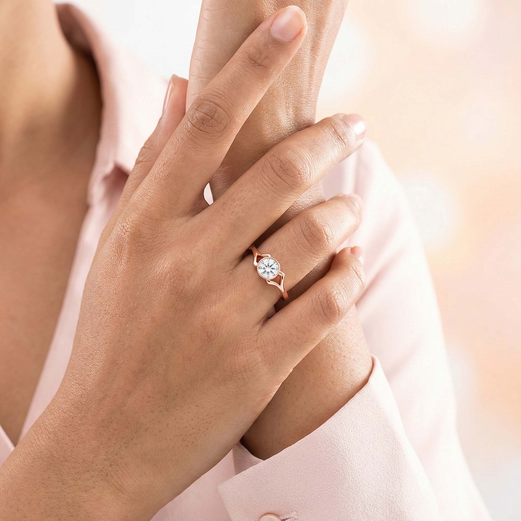 Lab-Grown Diamond Solitaire Ring for Women in 18K Rose Gold – 0.25 Ct Round, 3 g (Design K10-66-BBZAA) thumbnail