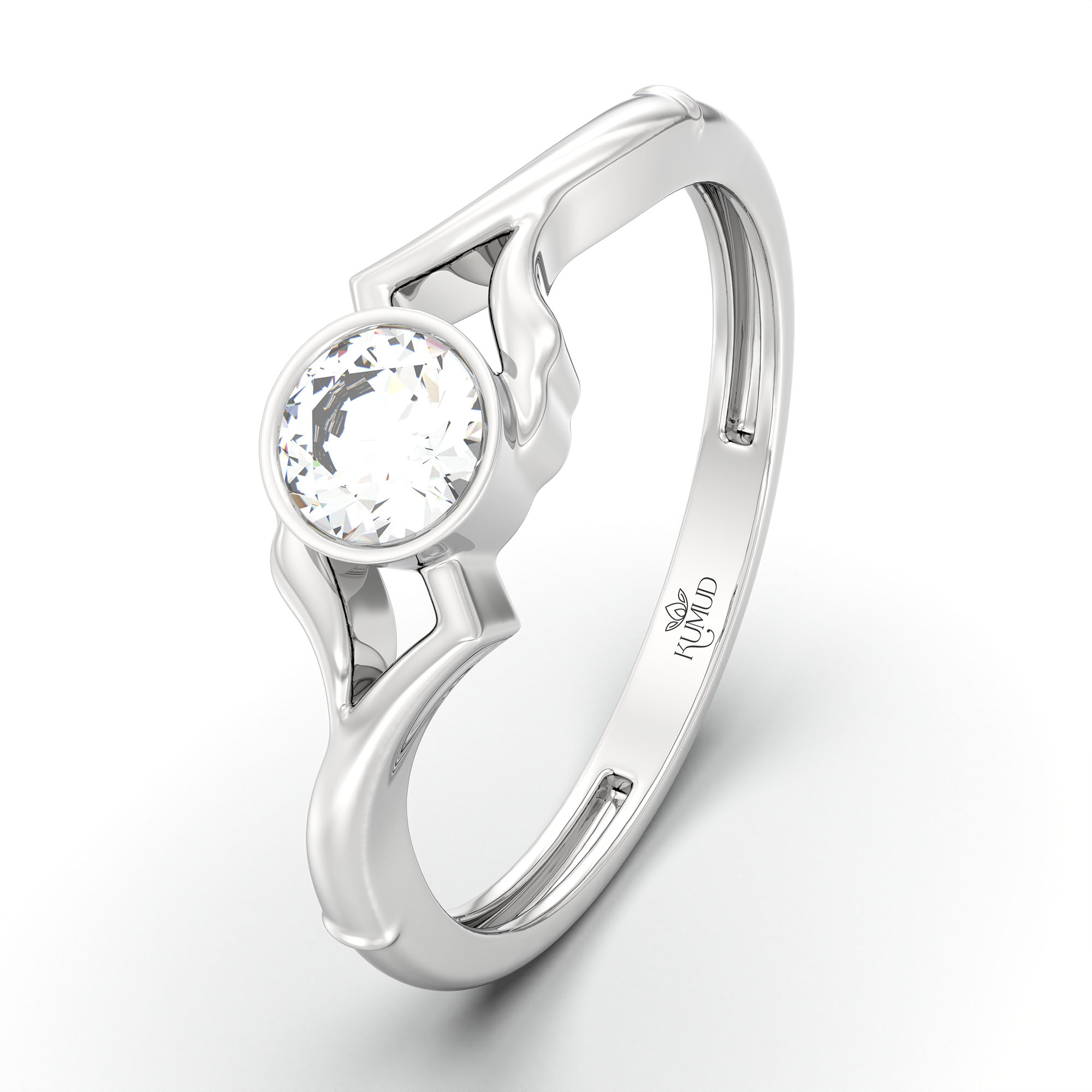 Lab-Grown Diamond Solitaire Ring for Women in 18K White Gold – 0.25 Ct Round, 3 g (Design K10-66-BBZAA) thumbnail