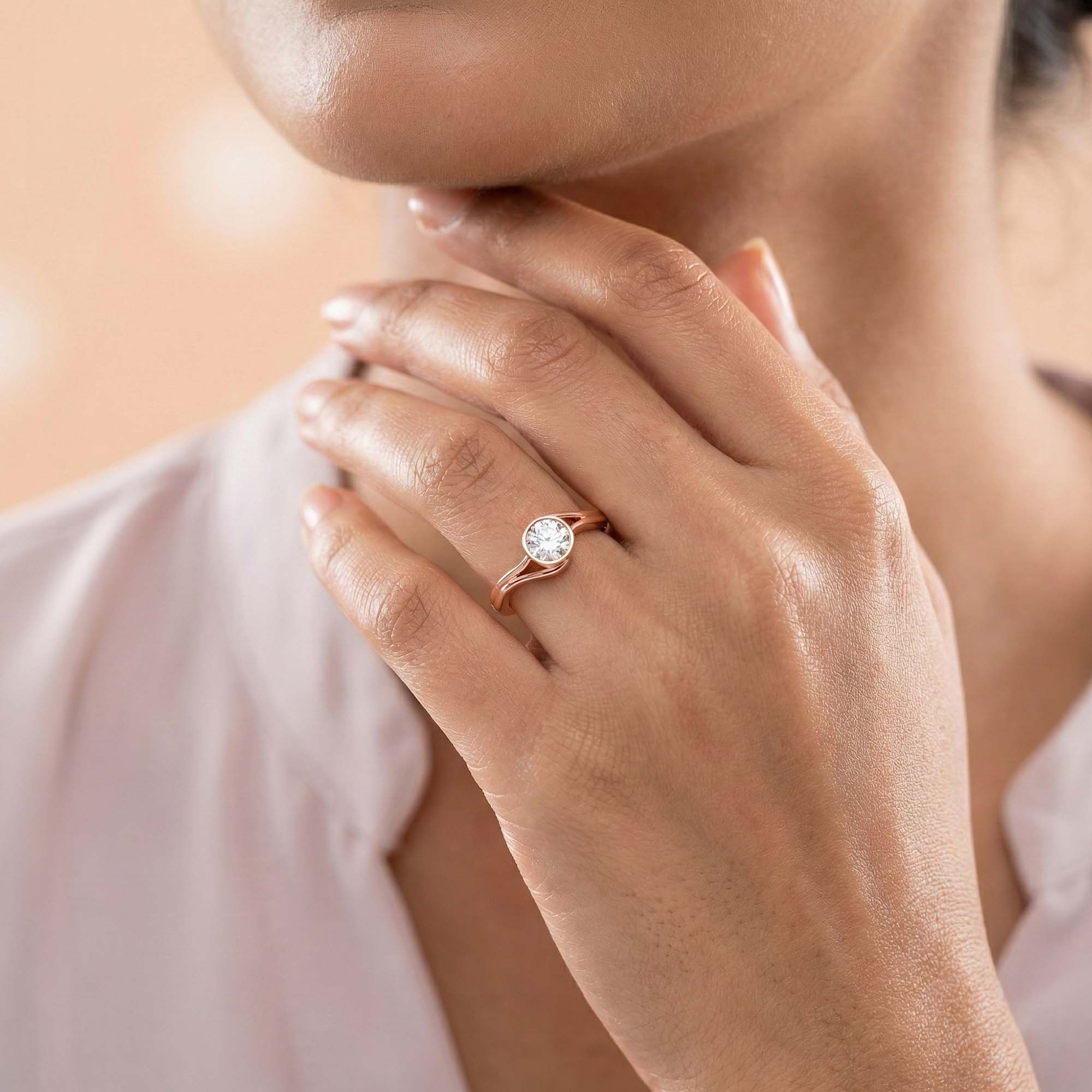 Lab-Grown Diamond Solitaire Ring for Women in 18K Rose Gold – 0.25 Ct Round, 3 g (Design K10-67-BBZAA) thumbnail