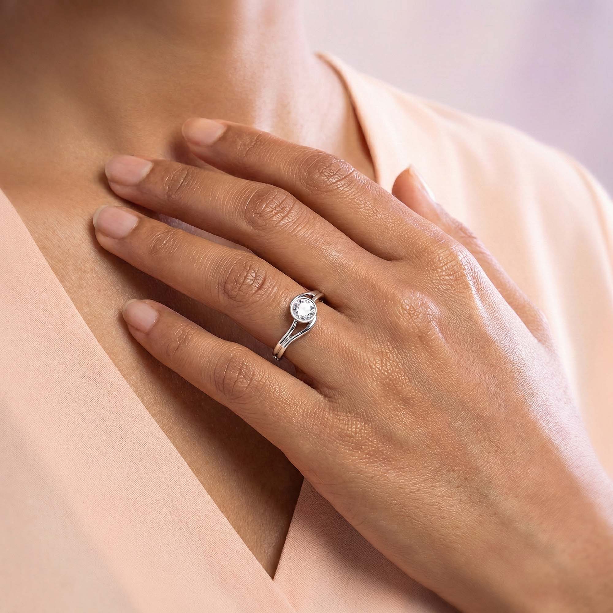 Lab-Grown Diamond Solitaire Ring for Women in 18K White Gold – 0.25 Ct Round, 3 g (Design K10-67-BBZAA) thumbnail