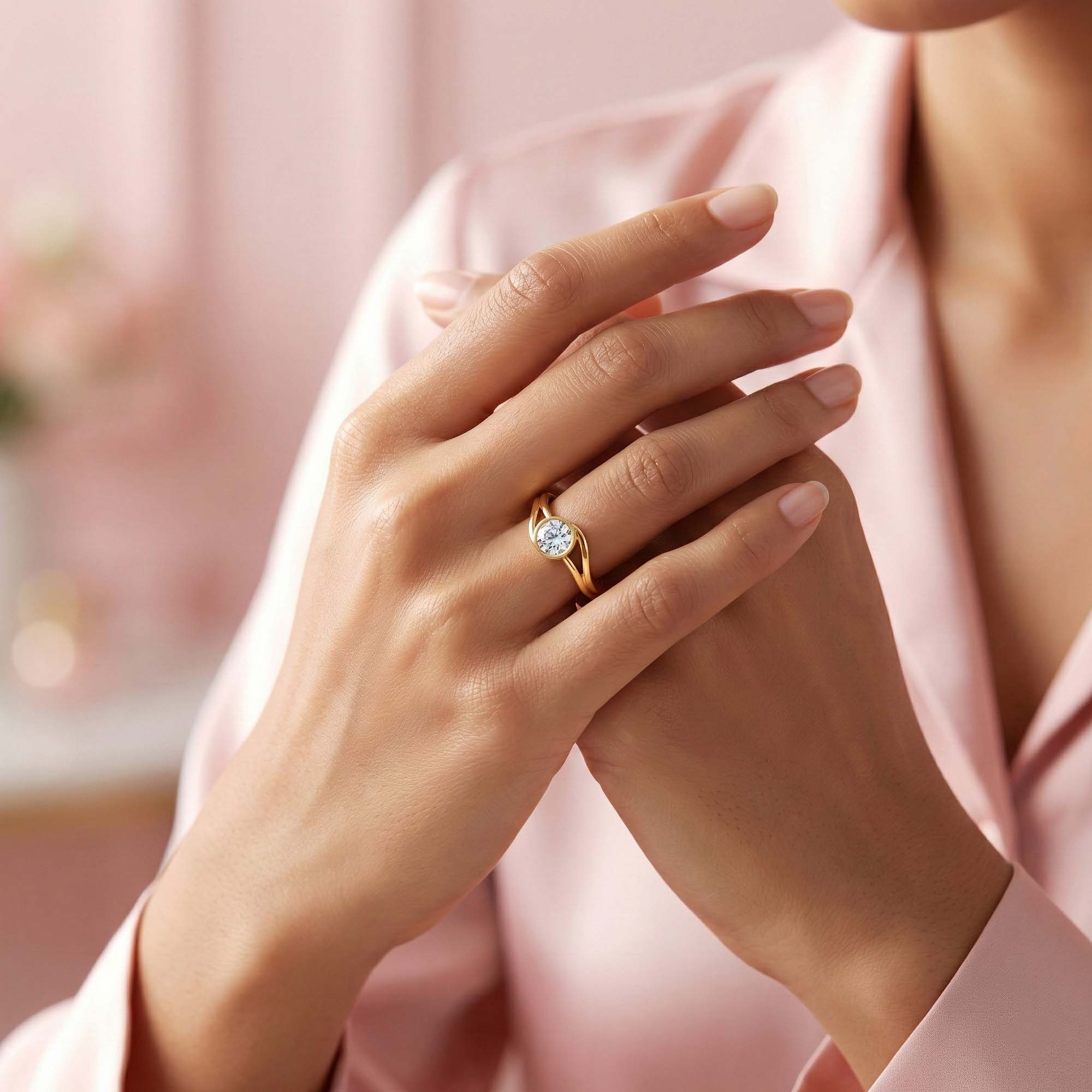 Lab-Grown Diamond Solitaire Ring for Women in 22K Yellow Gold – 0.25 Ct Round, 3 g (Design K10-67-BBZAA) thumbnail