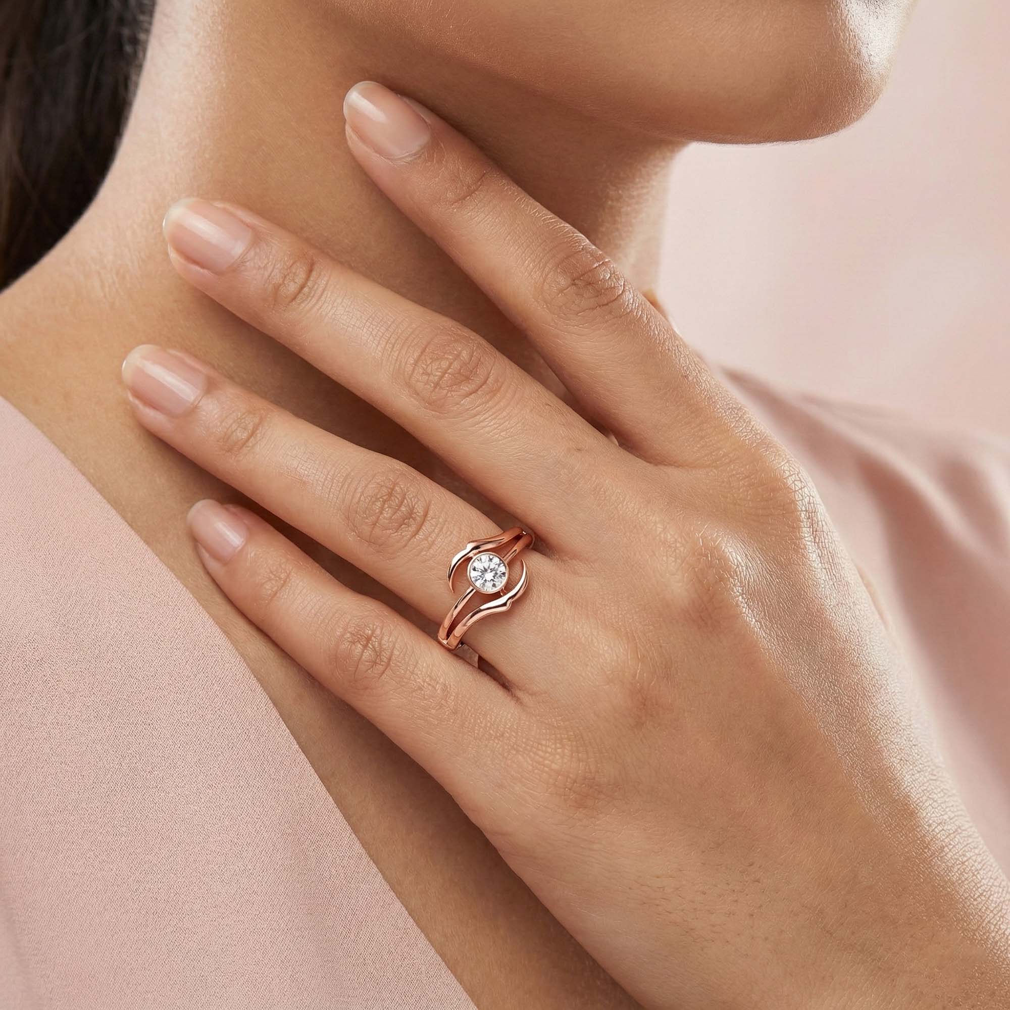Lab-Grown Diamond Solitaire Ring for Women in 18K Rose Gold – 0.25 Ct Round, 3 g (Design K10-68-BBZAA) thumbnail
