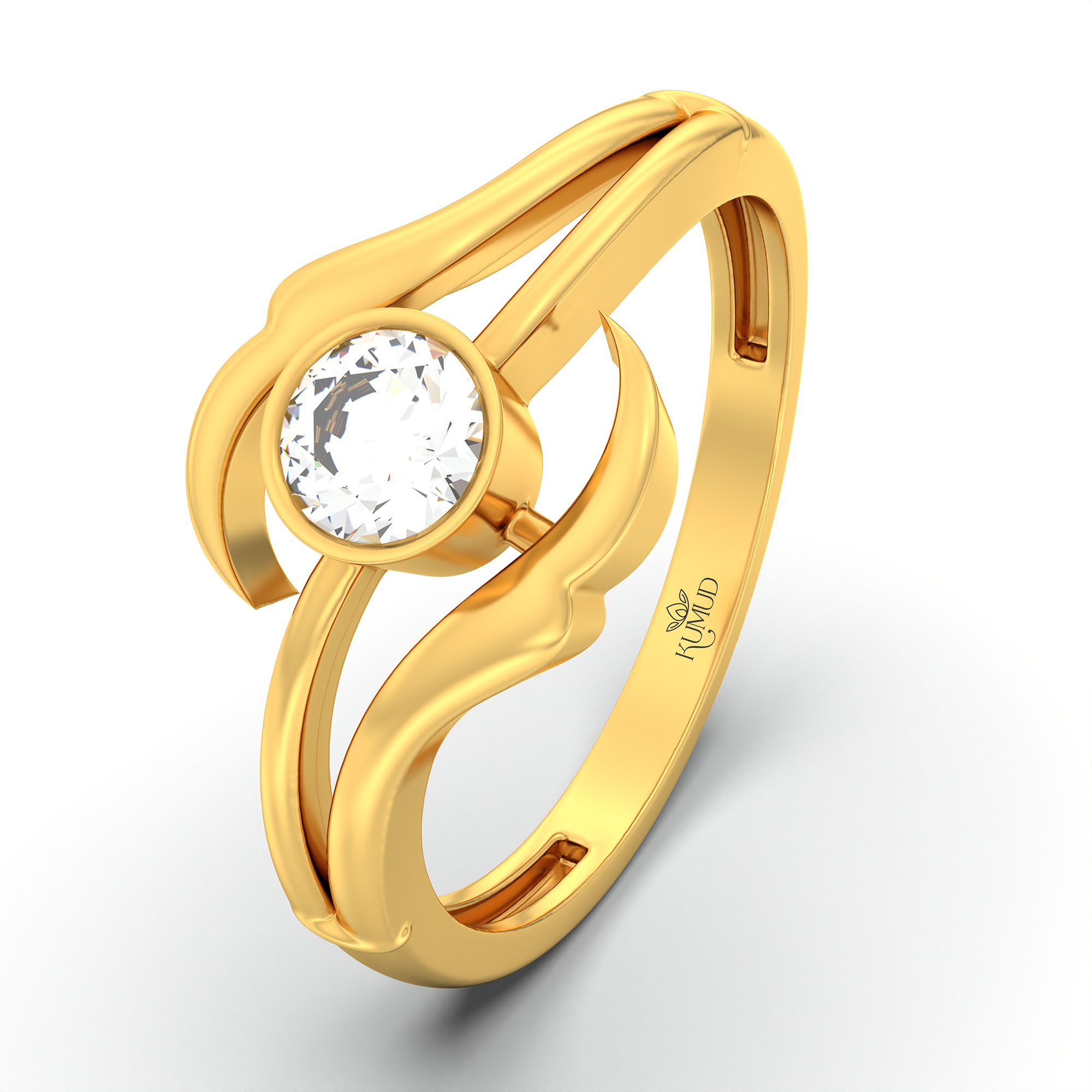 Lab-Grown Diamond Solitaire Ring for Women in 22K Yellow Gold – 0.25 Ct Round, 3 g (Design K10-68-BBZAA) thumbnail