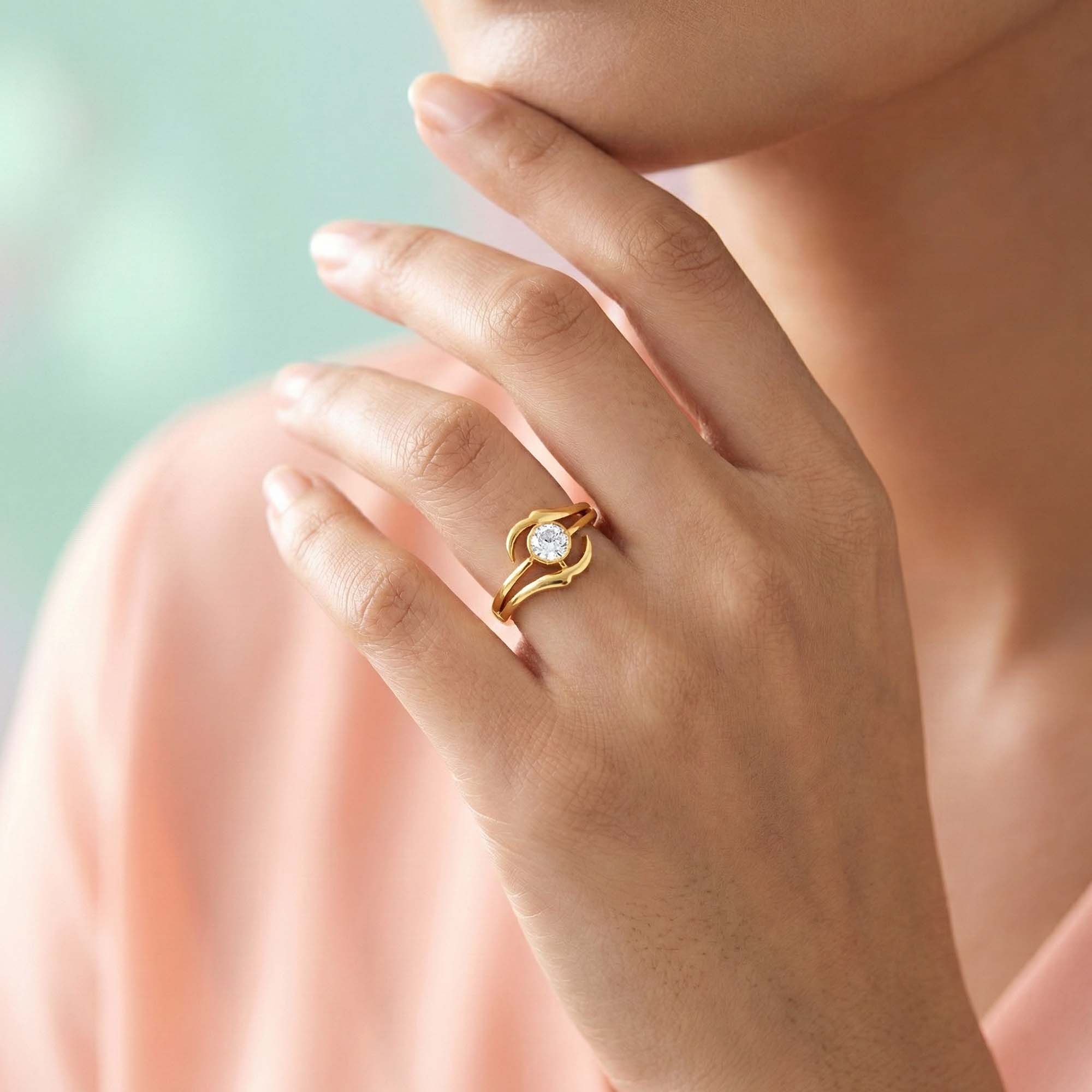 Lab-Grown Diamond Solitaire Ring for Women in 22K Yellow Gold – 0.25 Ct Round, 3 g (Design K10-68-BBZAA) thumbnail