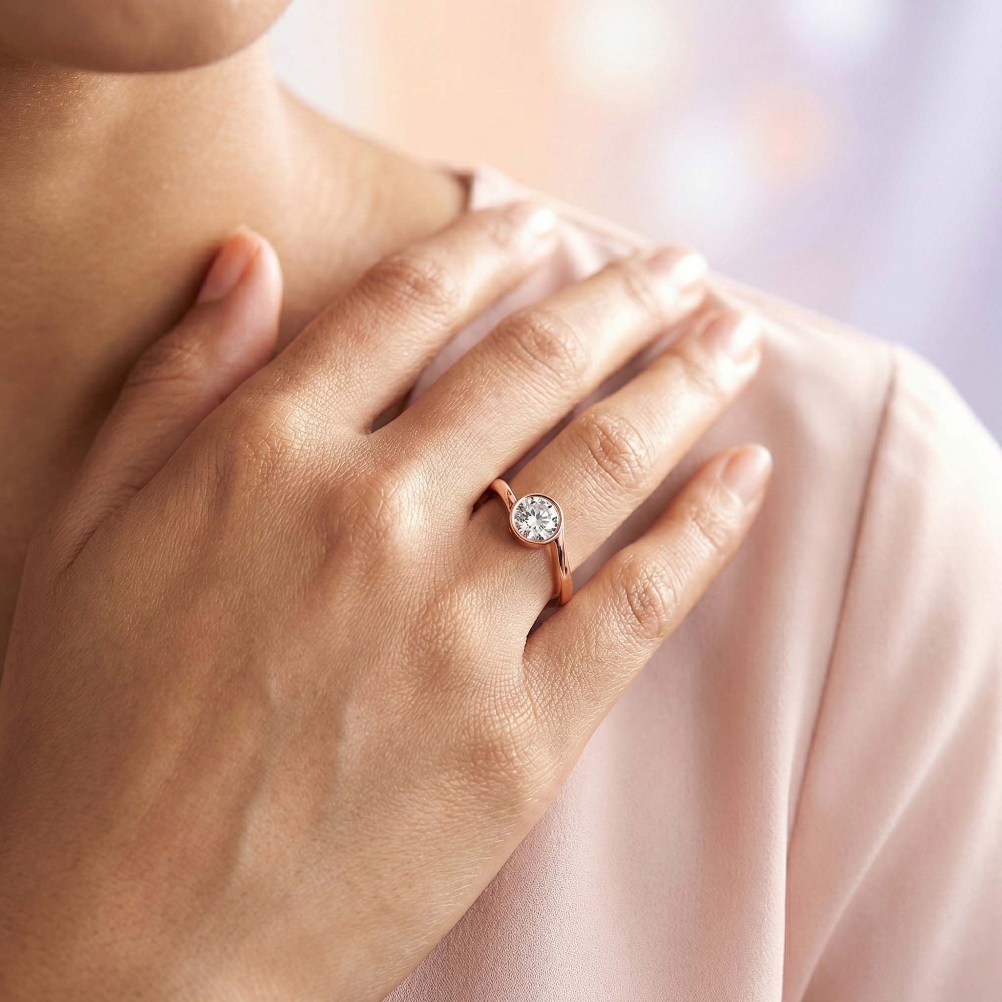 Lab-Grown Diamond Solitaire Ring for Women in 18K Rose Gold – 0.25 Ct Round, 3 g (Design K10-69-BBZAA) thumbnail