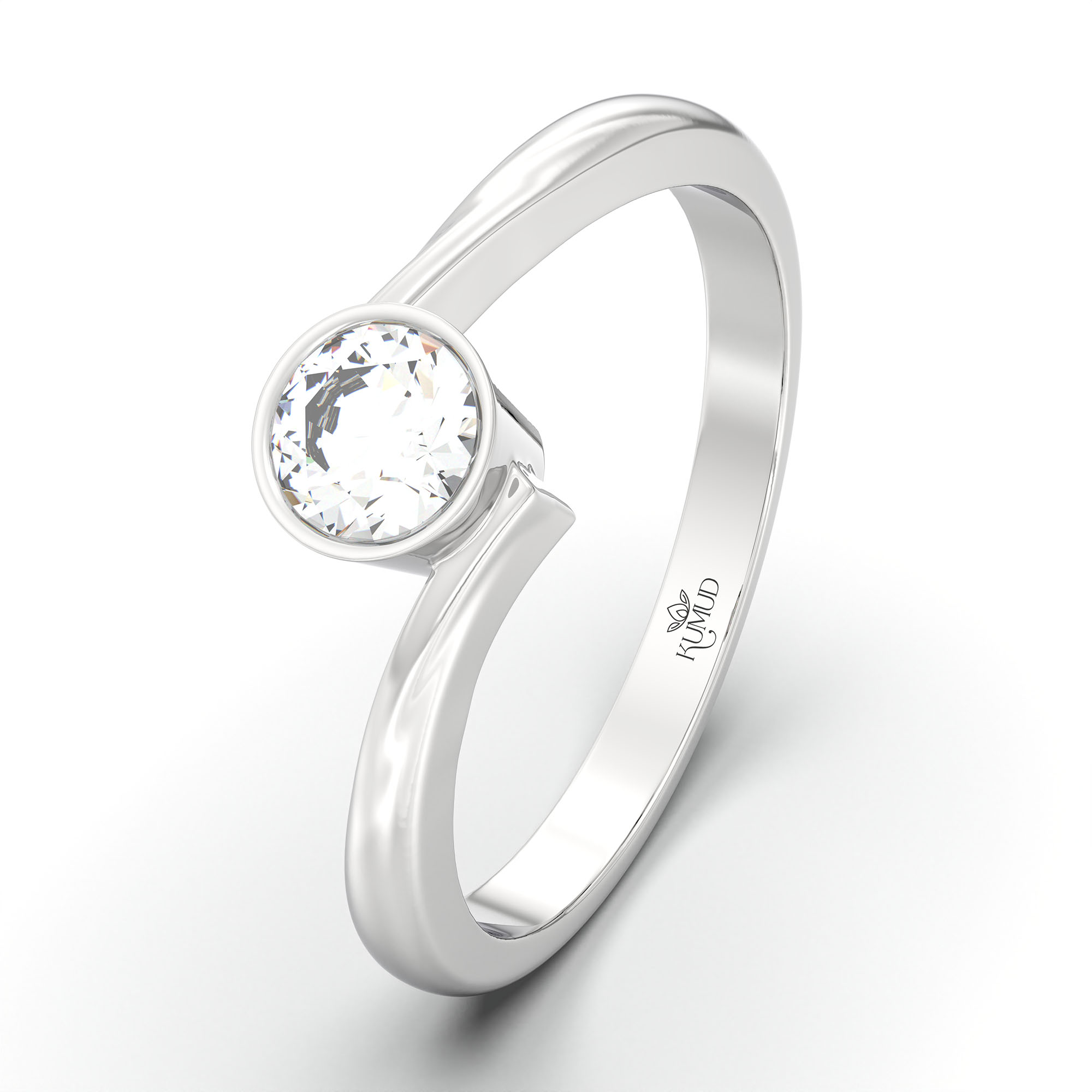Lab-Grown Diamond Solitaire Ring for Women in 18K White Gold – 0.25 Ct Round, 3 g (Design K10-69-BBZAA) thumbnail