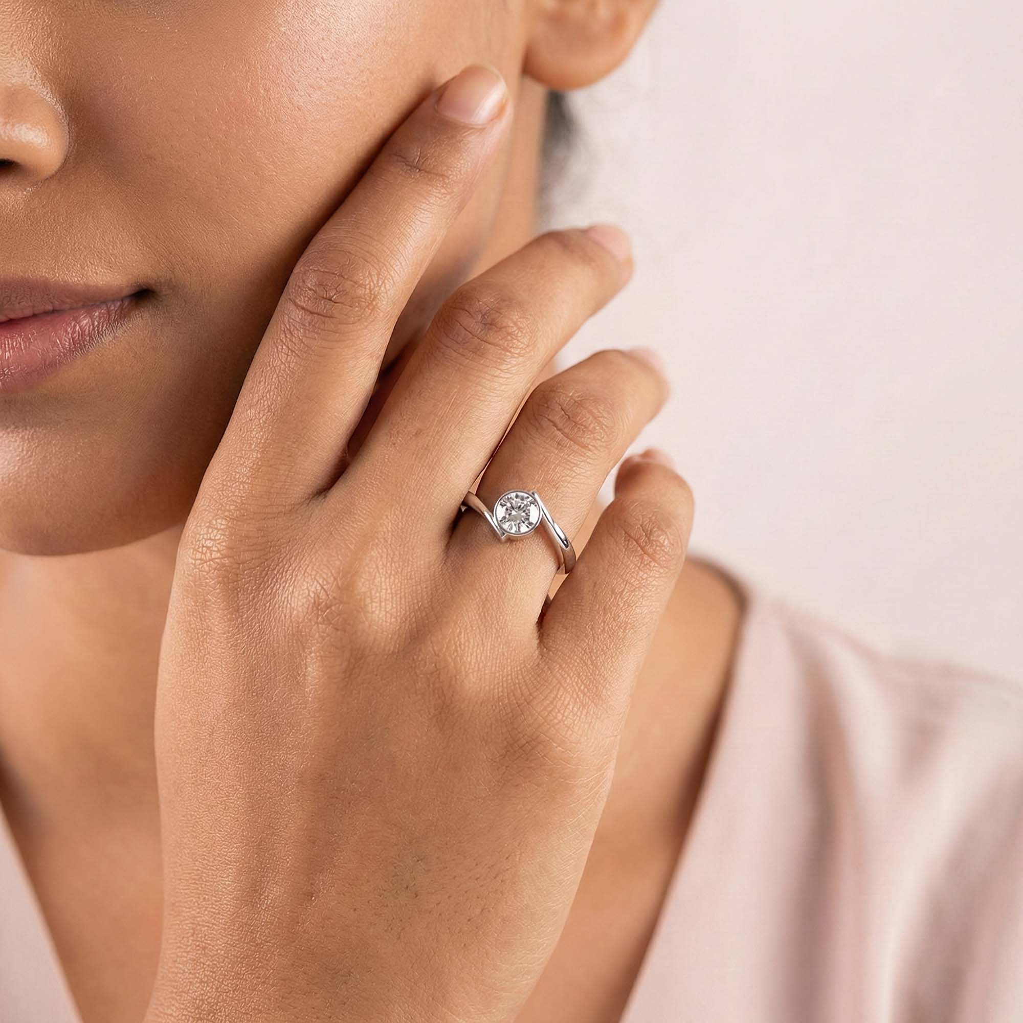 Lab-Grown Diamond Solitaire Ring for Women in 18K White Gold – 0.25 Ct Round, 3 g (Design K10-69-BBZAA) thumbnail
