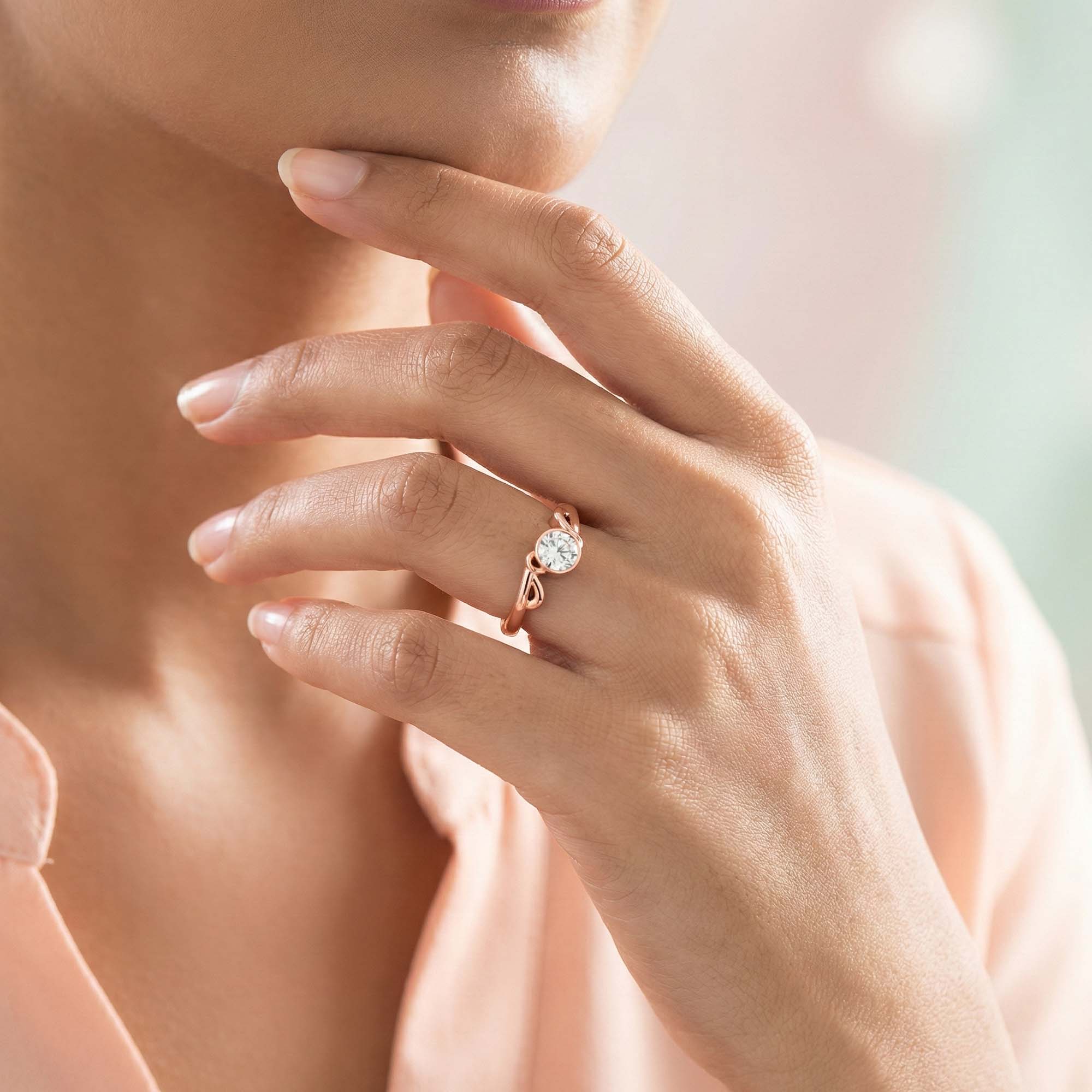 Lab-Grown Diamond Solitaire Ring for Women in 18K Rose Gold – 0.25 Ct Round, 3 g (Design K10-70-BBZAA) thumbnail