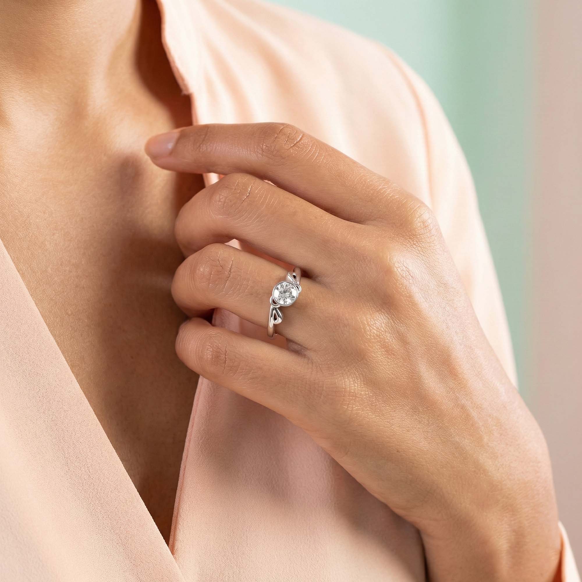 Lab-Grown Diamond Solitaire Ring for Women in 18K White Gold – 0.25 Ct Round, 3 g (Design K10-70-BBZAA) thumbnail