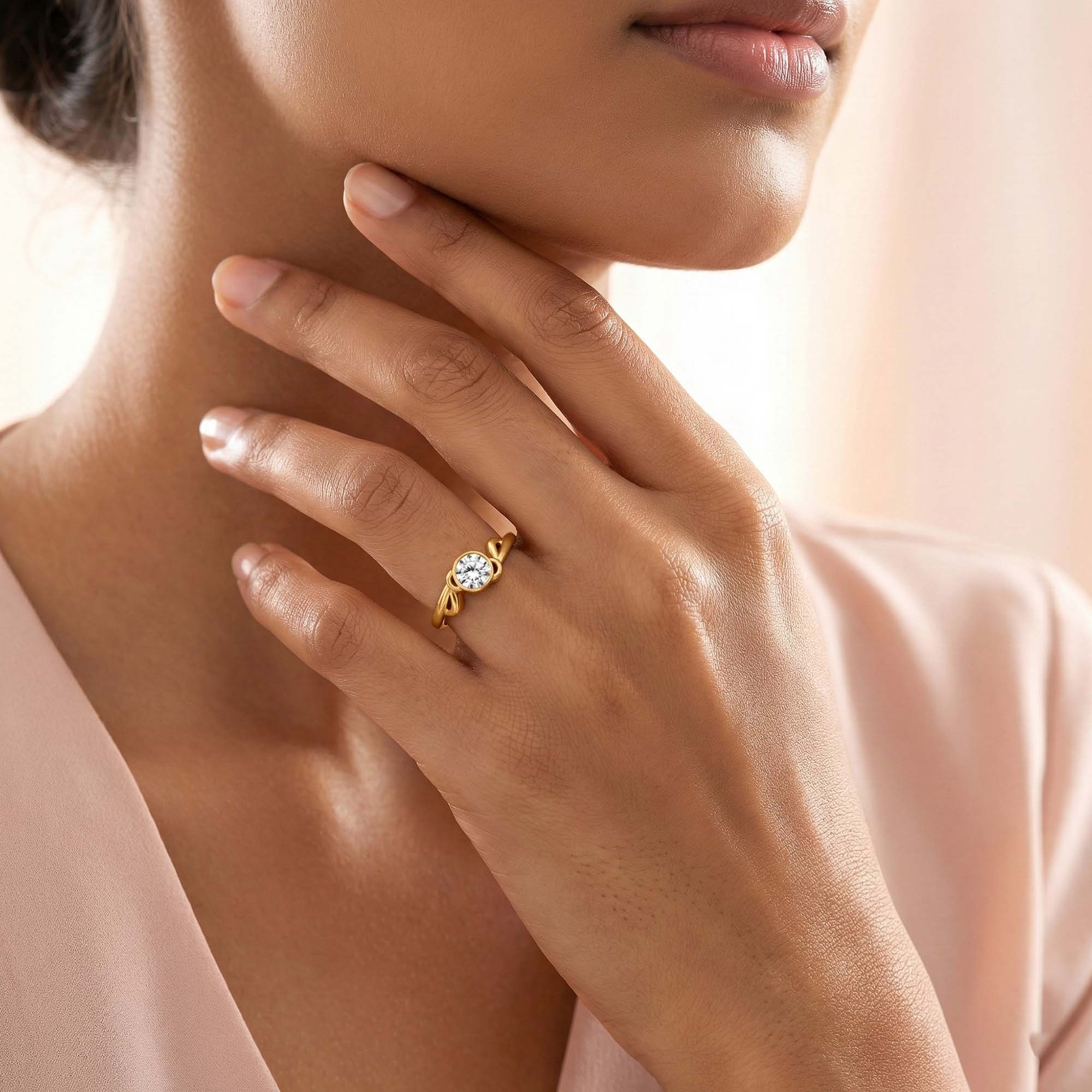 Lab-Grown Diamond Solitaire Ring for Women in 22K Yellow Gold – 0.25 Ct Round, 3 g (Design K10-70-BBZAA) thumbnail