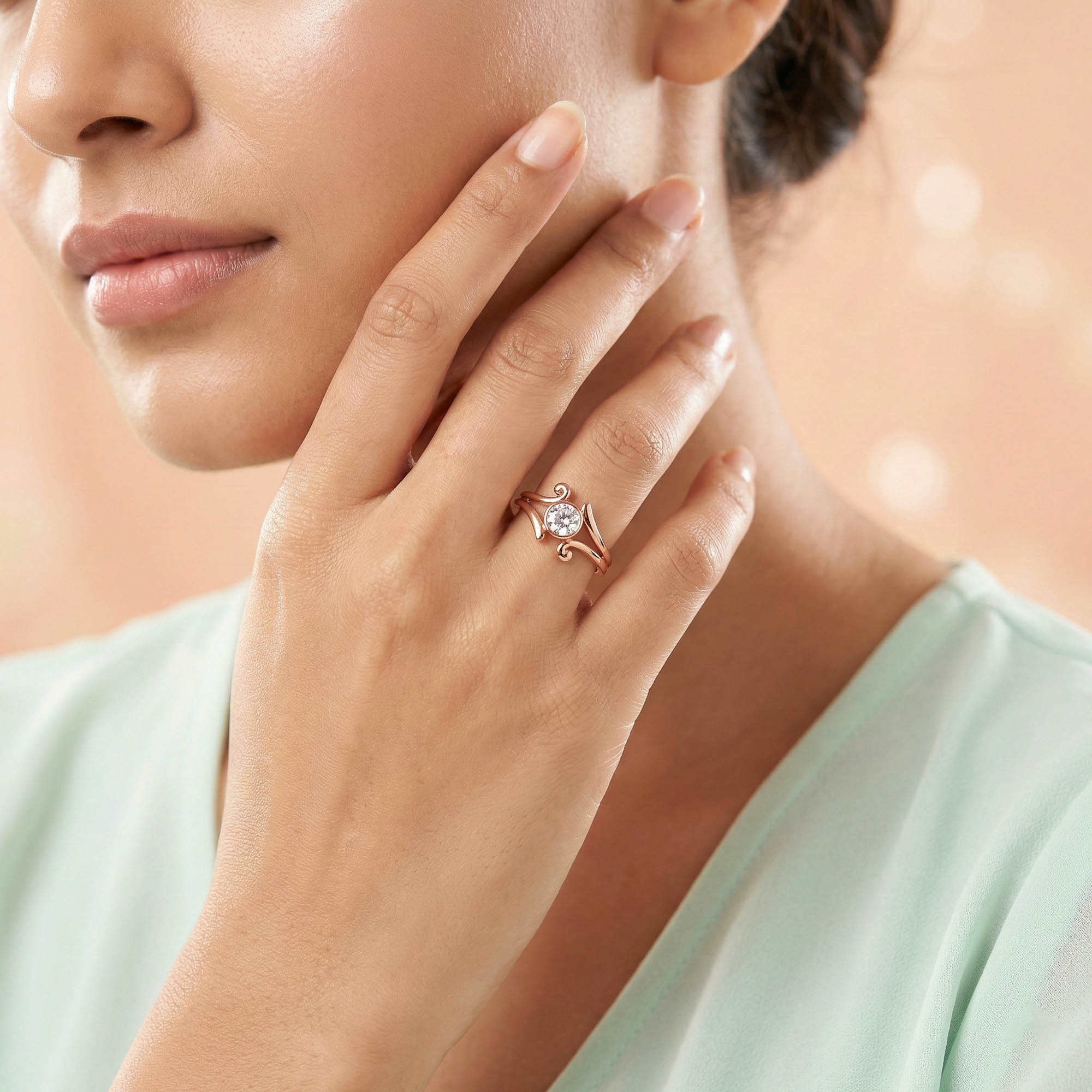 Lab-Grown Diamond Solitaire Ring for Women in 18K Rose Gold – 0.25 Ct Round, 3 g (Design K11-1-BBZAA) thumbnail