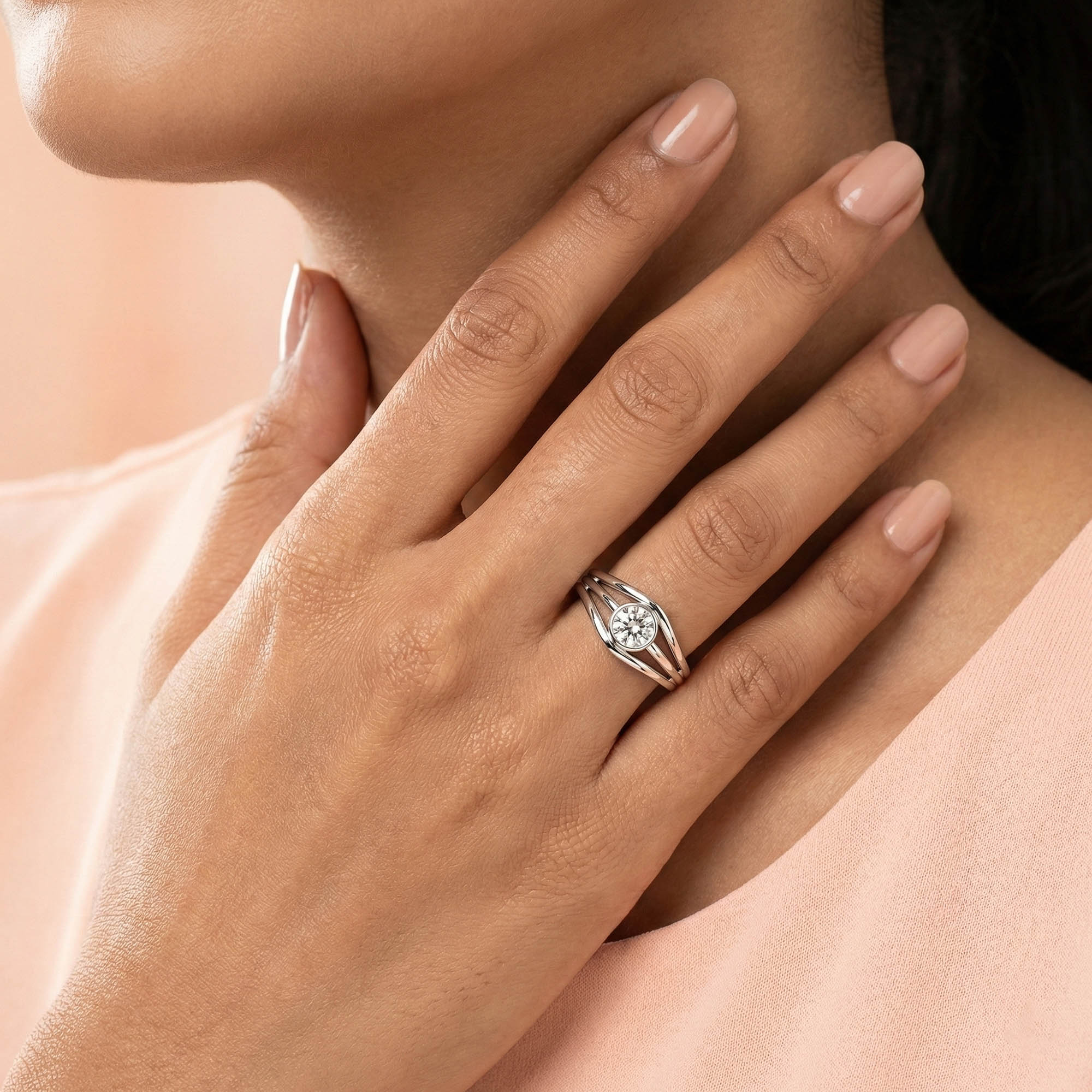 Lab-Grown Diamond Solitaire Ring for Women in 18K White Gold – 0.25 Ct Round, 3 g (Design K11-4-BBZAA) thumbnail